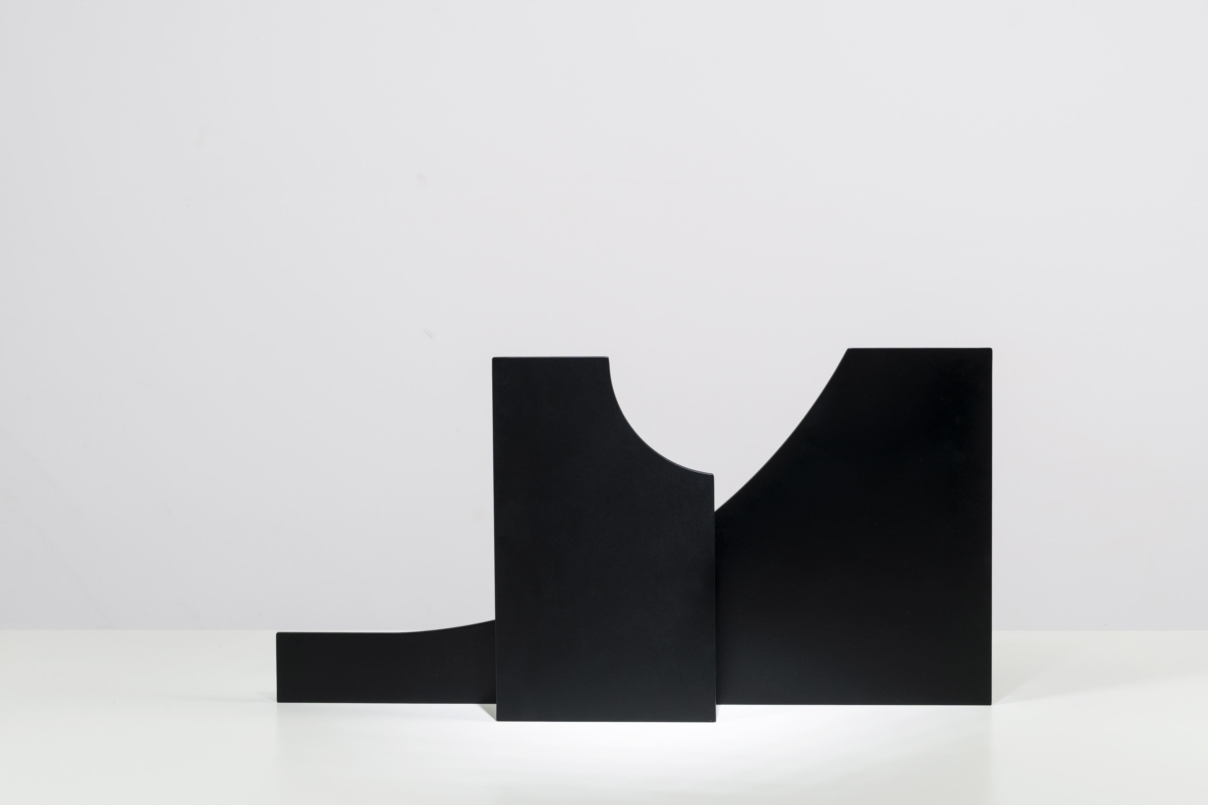 Modern Cutout V01, Contemporary Black Metal Sculptural Vase by Millim Studio For Sale