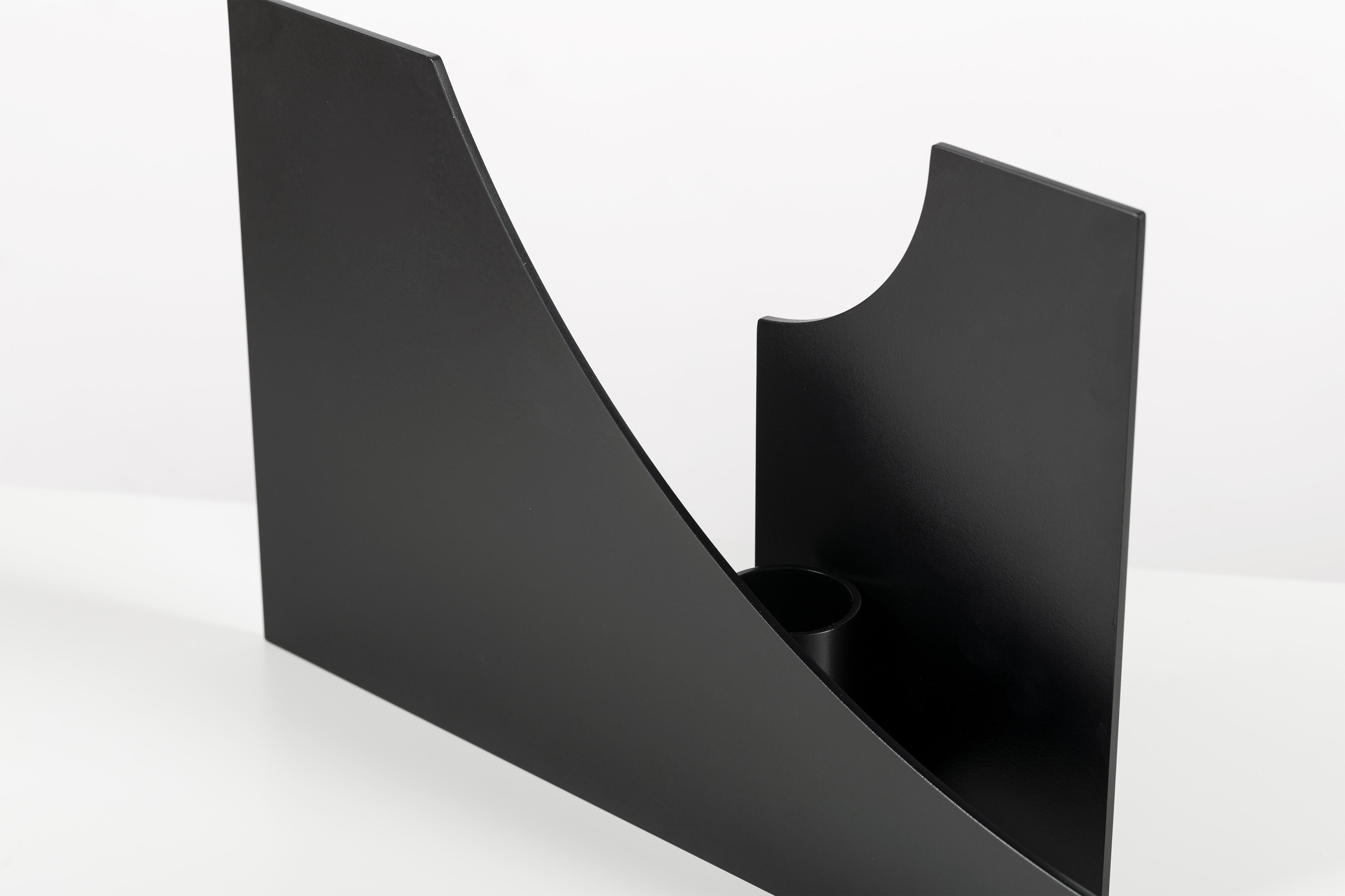 Varnished Cutout V01, Contemporary Black Metal Sculptural Vase by Millim Studio For Sale