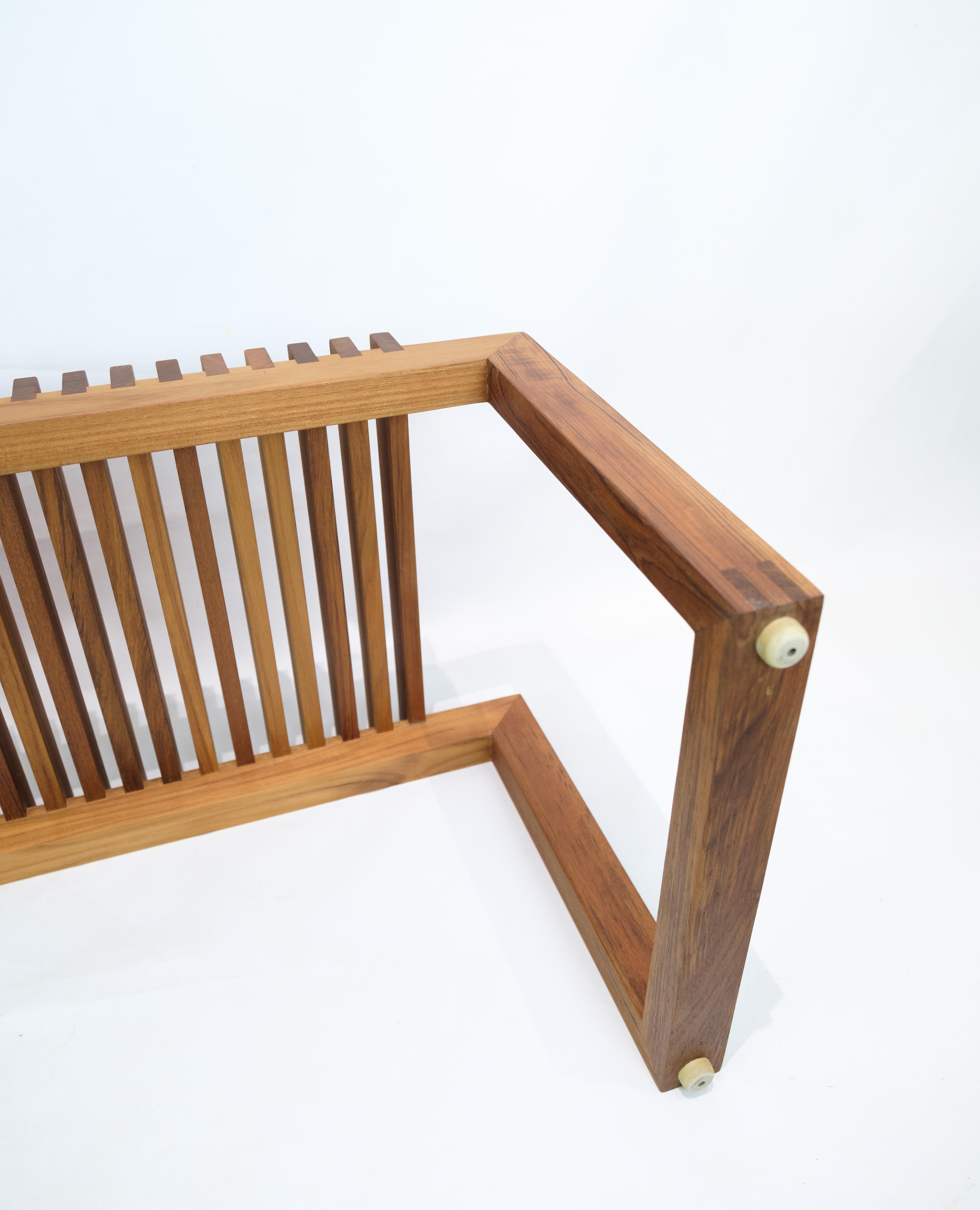 Cutter Bench designed by Niels Hvass in teak wood of minimalist design  3