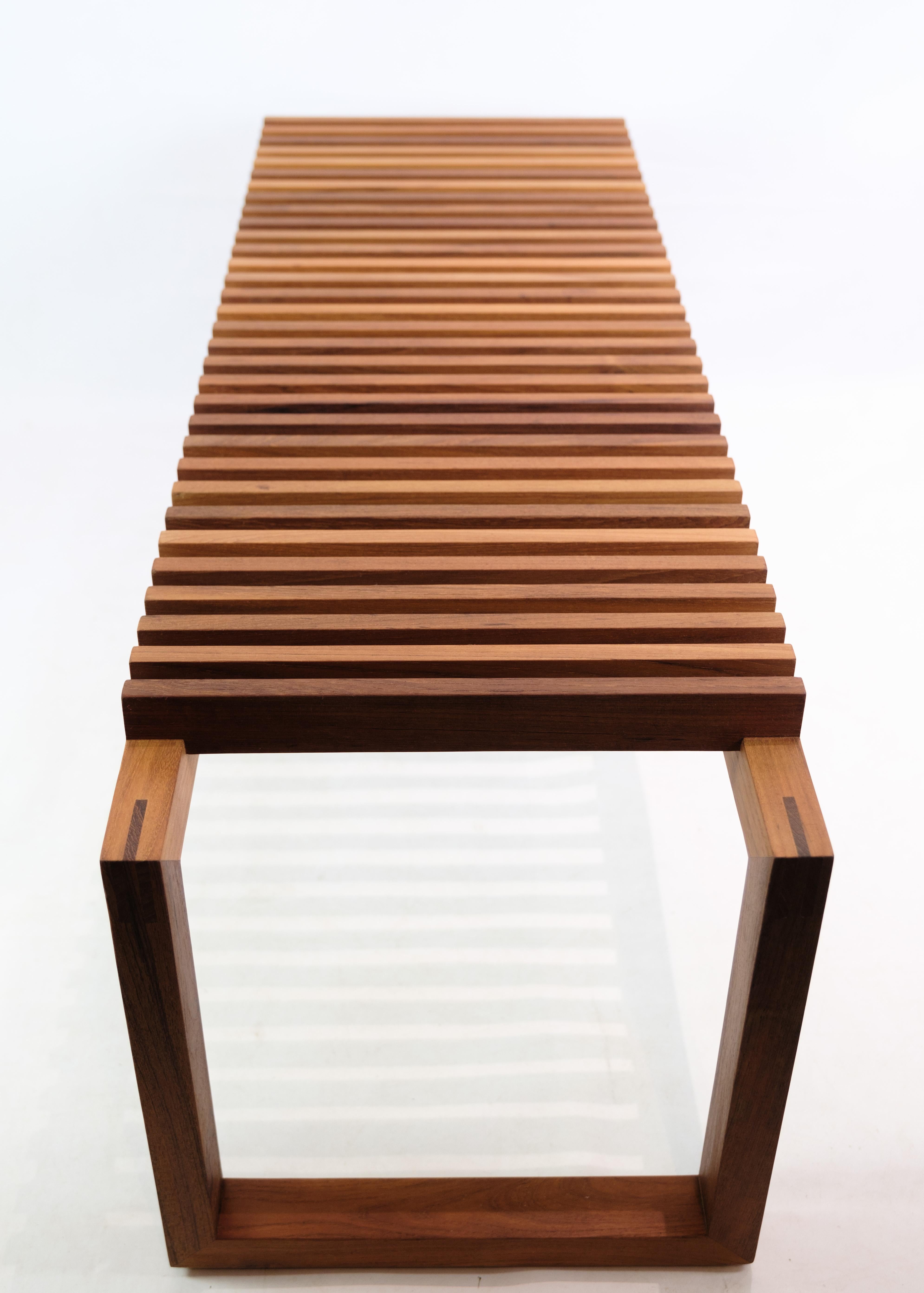 Cutter Bench designed by Niels Hvass in teak wood of minimalist design  1
