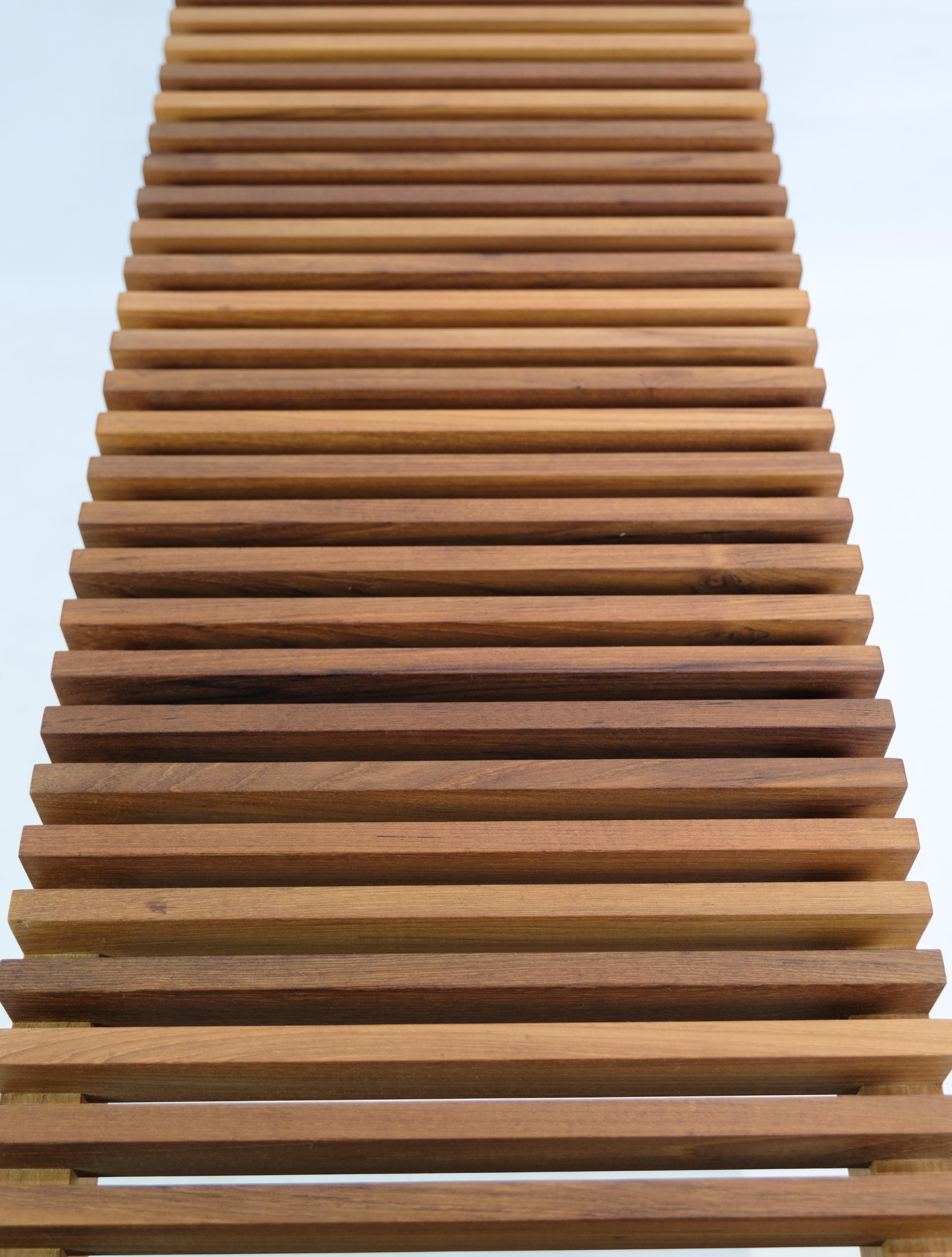 Cutter Bench designed by Niels Hvass in teak wood of minimalist design  2