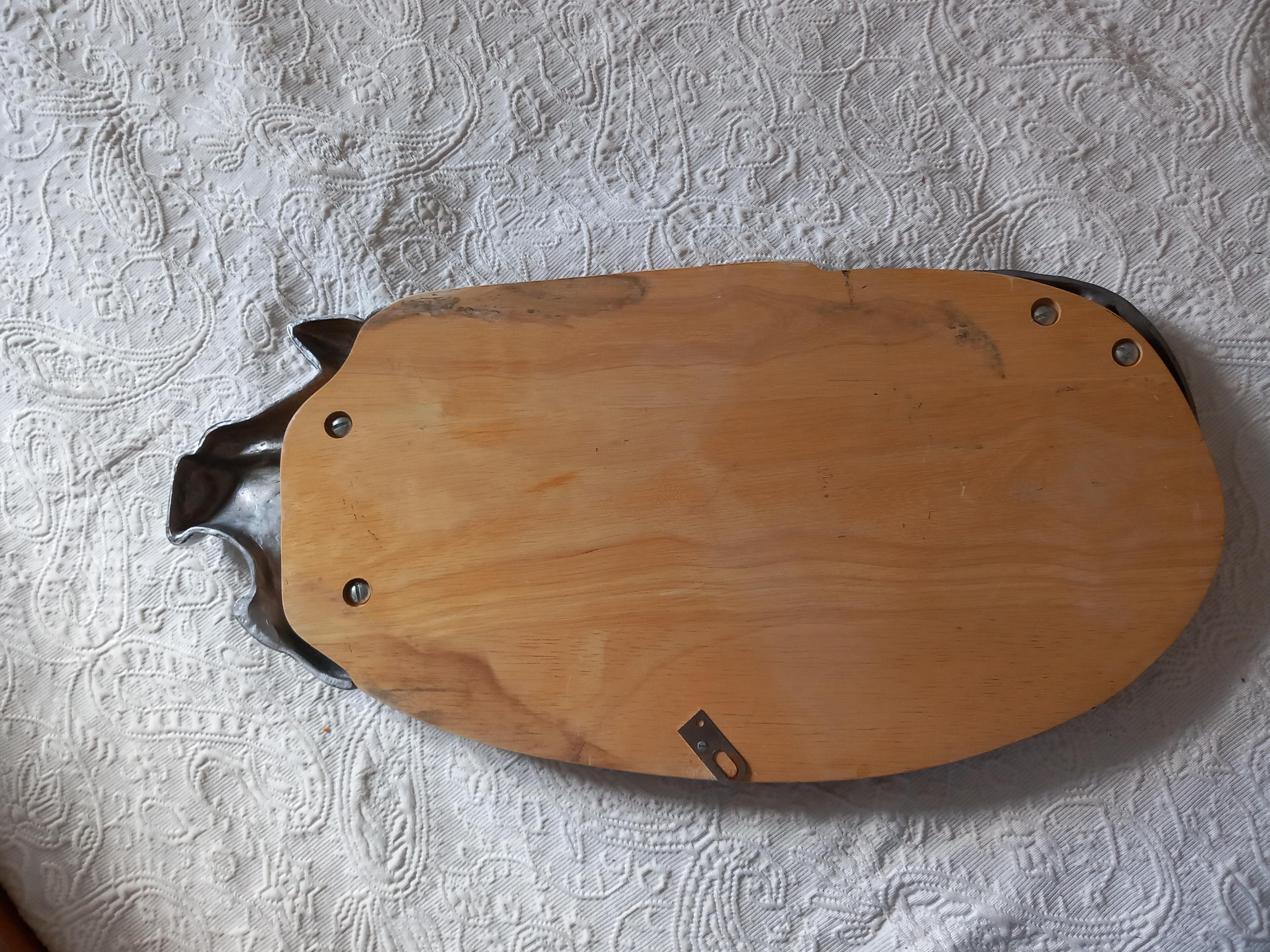 Unknown Cutting and Presenting Board Made of Wood and Metal, Pewter or Nickel Silver For Sale