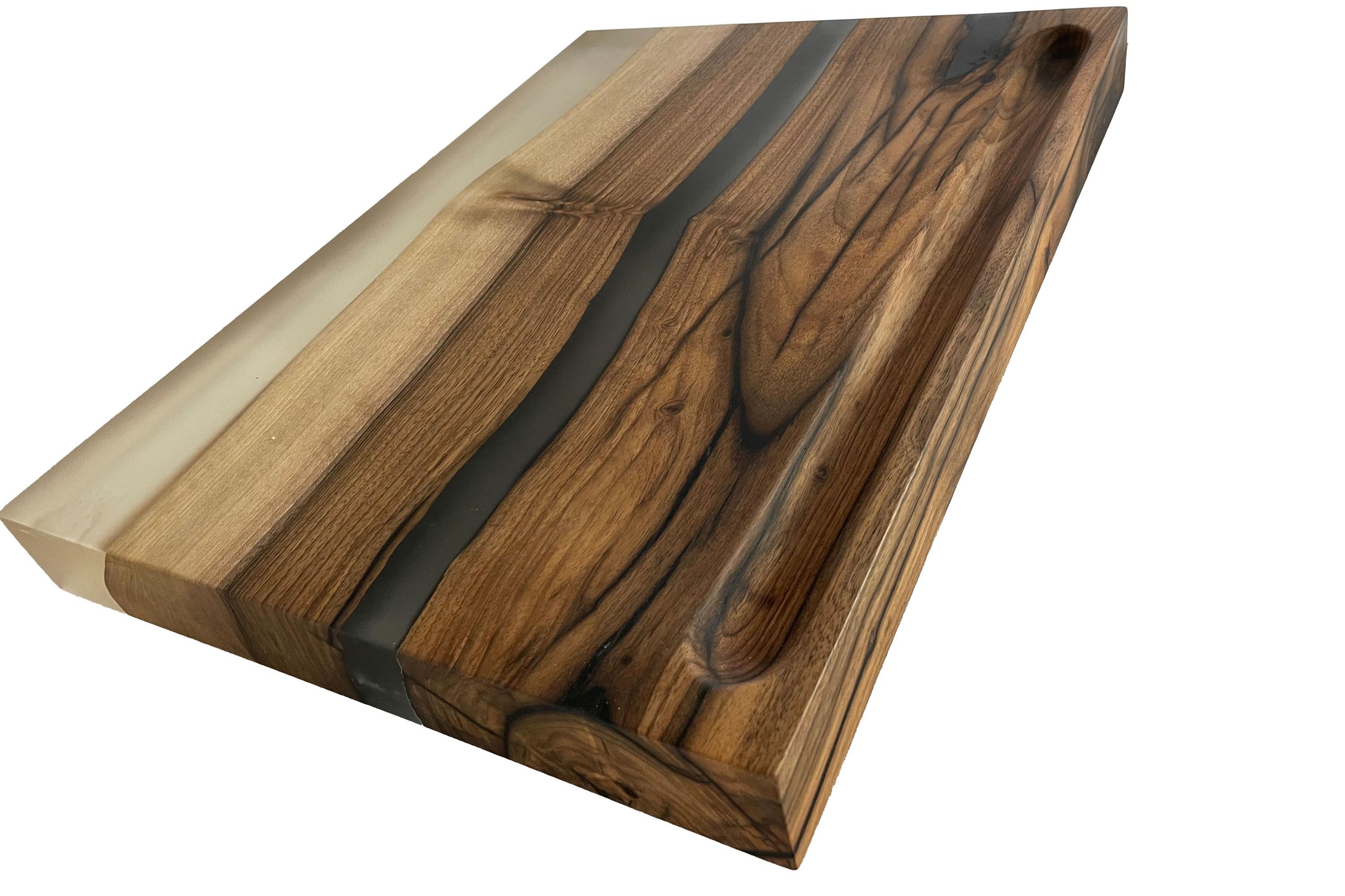 Modern Cutting board made of walnut and cast with epoxy For Sale