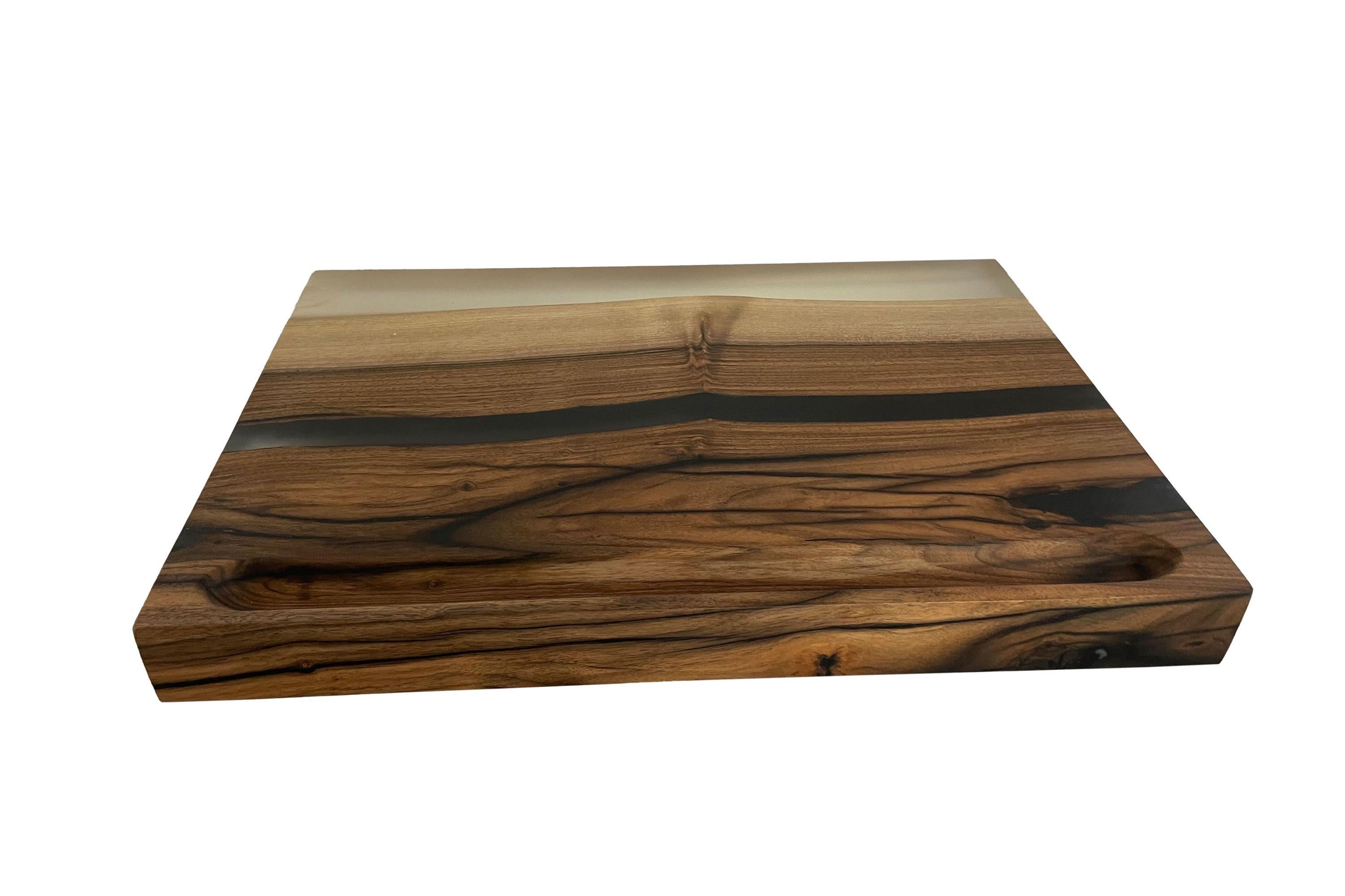 German Cutting board made of walnut and cast with epoxy For Sale