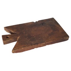 Used Cutting Board or Wooden Chopping Old Patina, Brown Color, French 19th Century