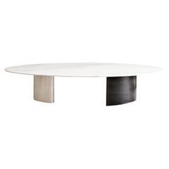 Cutting Corners Sculptural Coffee Table by on.Entropy, in White Marble & Bronze