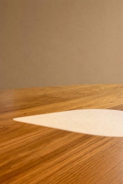 Cutting Corners Sculptural Dining Table in Oak & Travertine by on.entropy