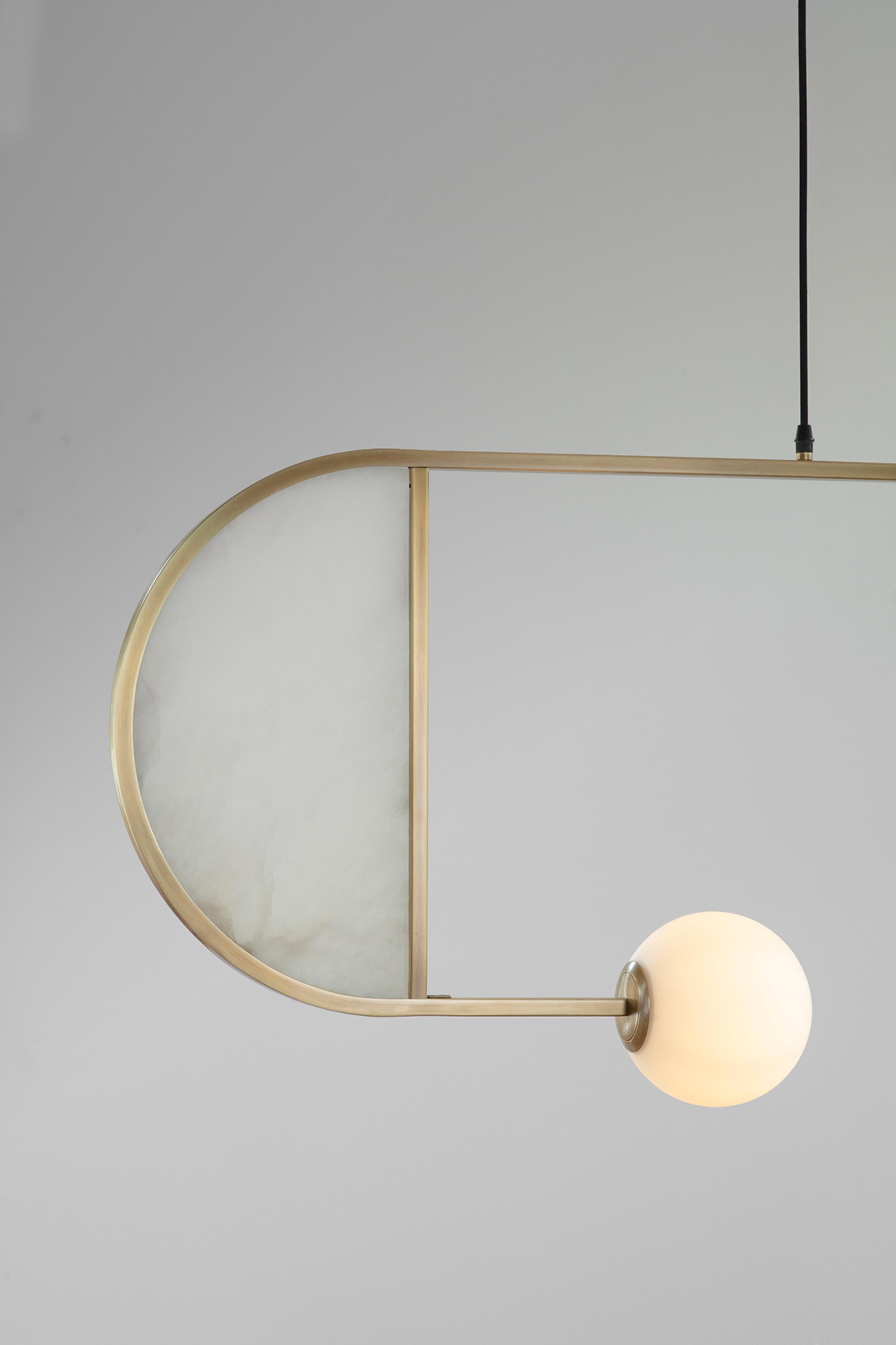 Brushed Cutting Edge Pendant Lamp by Square in Circle For Sale