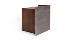 Cutting Edge Side Table in smoked oak wood and brushed stainless steel