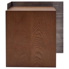 Cutting Edge Side Table in smoked oak wood and brushed stainless steel
