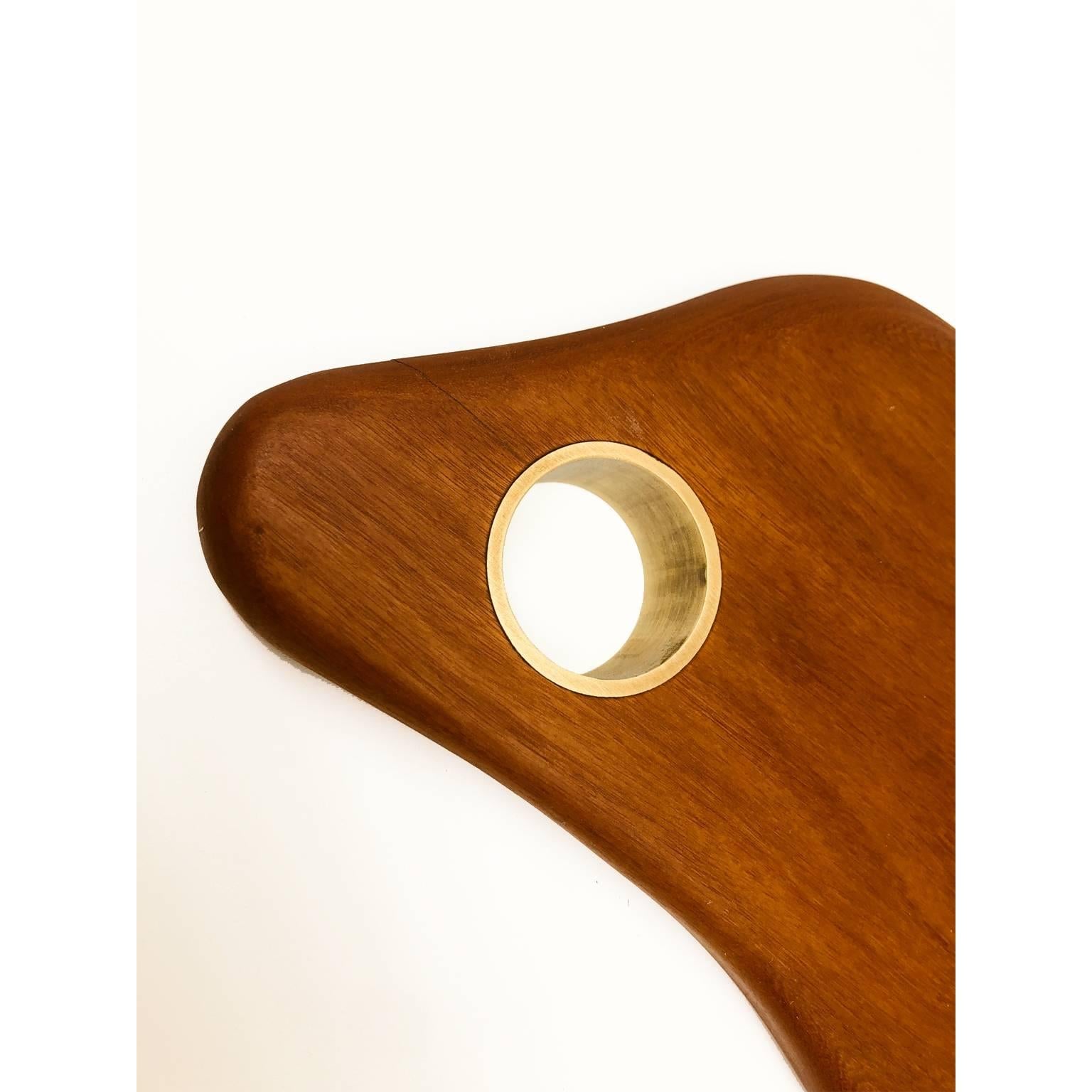 Brass Cutting Gourmet Board Made of Tropical Hardwood in Brazilian Contemporary Design For Sale