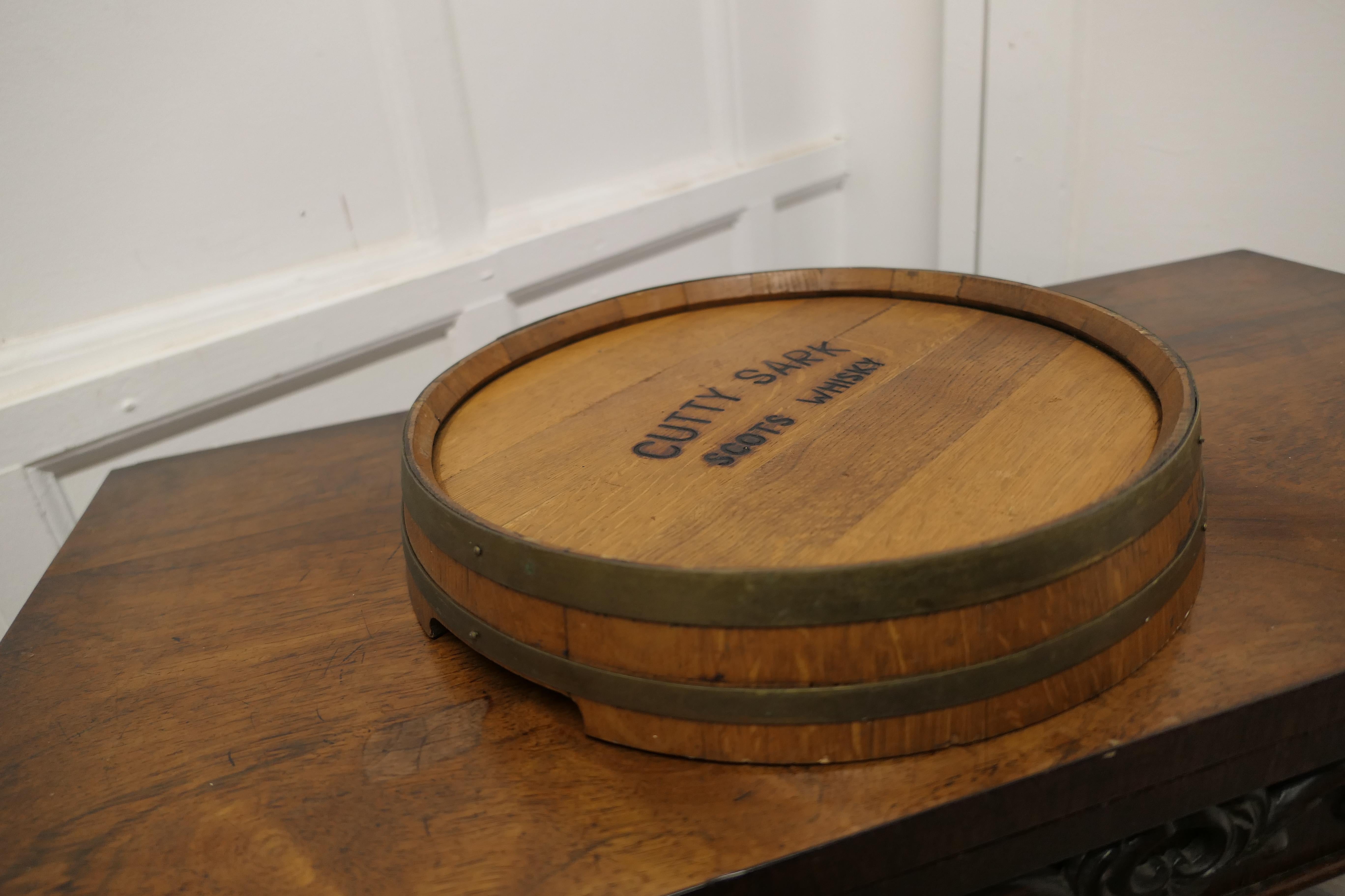Cutty Sark Scots Whisky Barrel Top tray For Sale 3