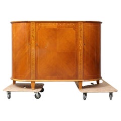 Cuved-Front Hardwood Sideboard with Exquisite Marquetry