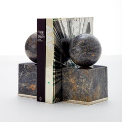 Cuyo, Paar Buchstützen, große Alpaka Silber & schwarzer Onyx Stein