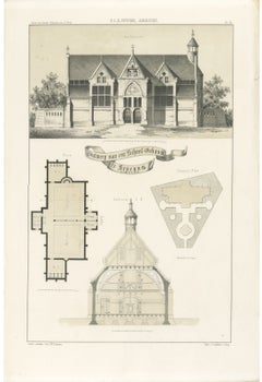 Cuypers Gothic School, Limburg, Dutch Architecture Print, Leliman, 1865-1866
