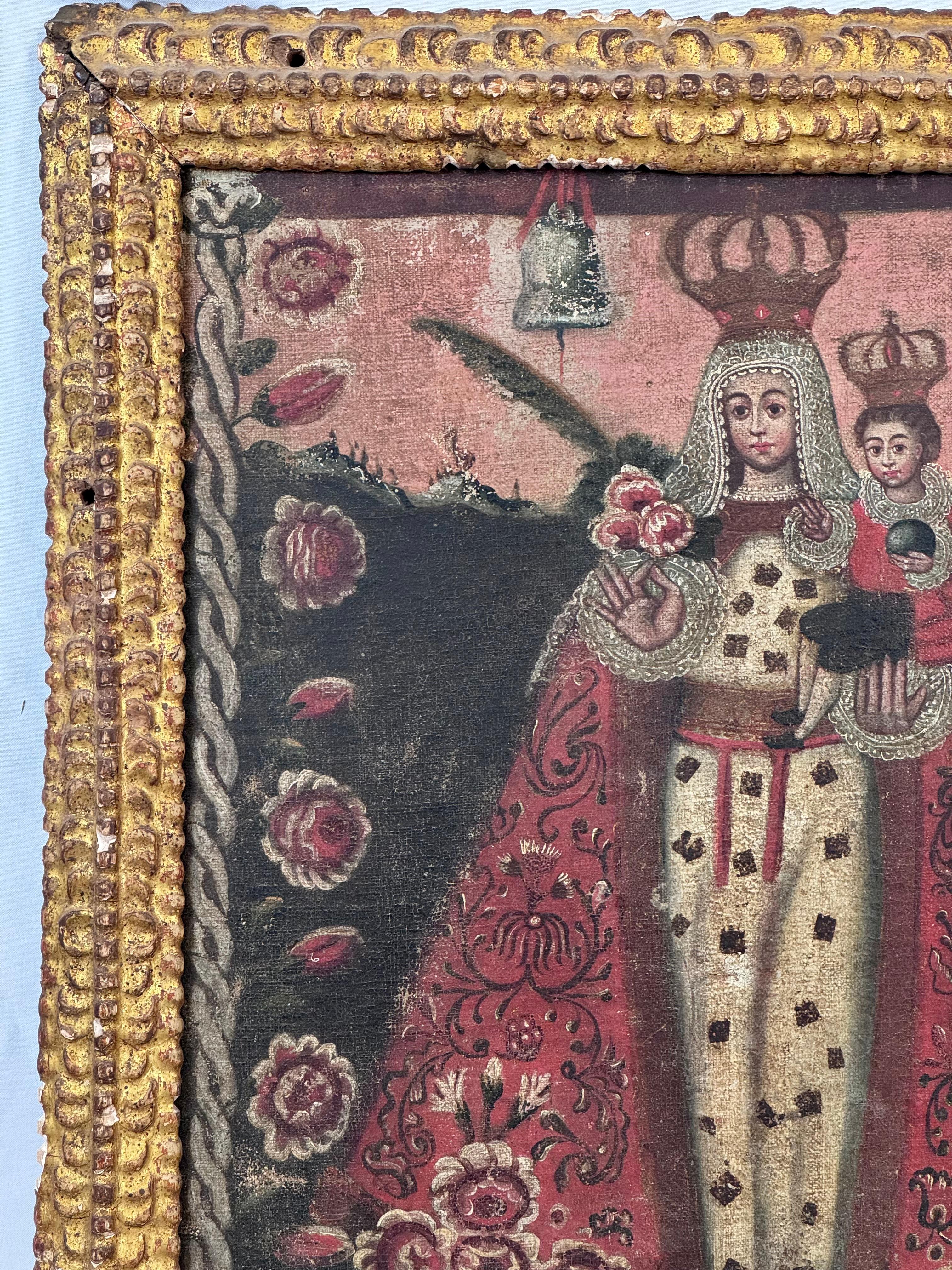 Óleo sobre lienzo de la Escuela Cusqueña Virgen con el Niño Siglo XVIII siglo XVIII y antes en venta