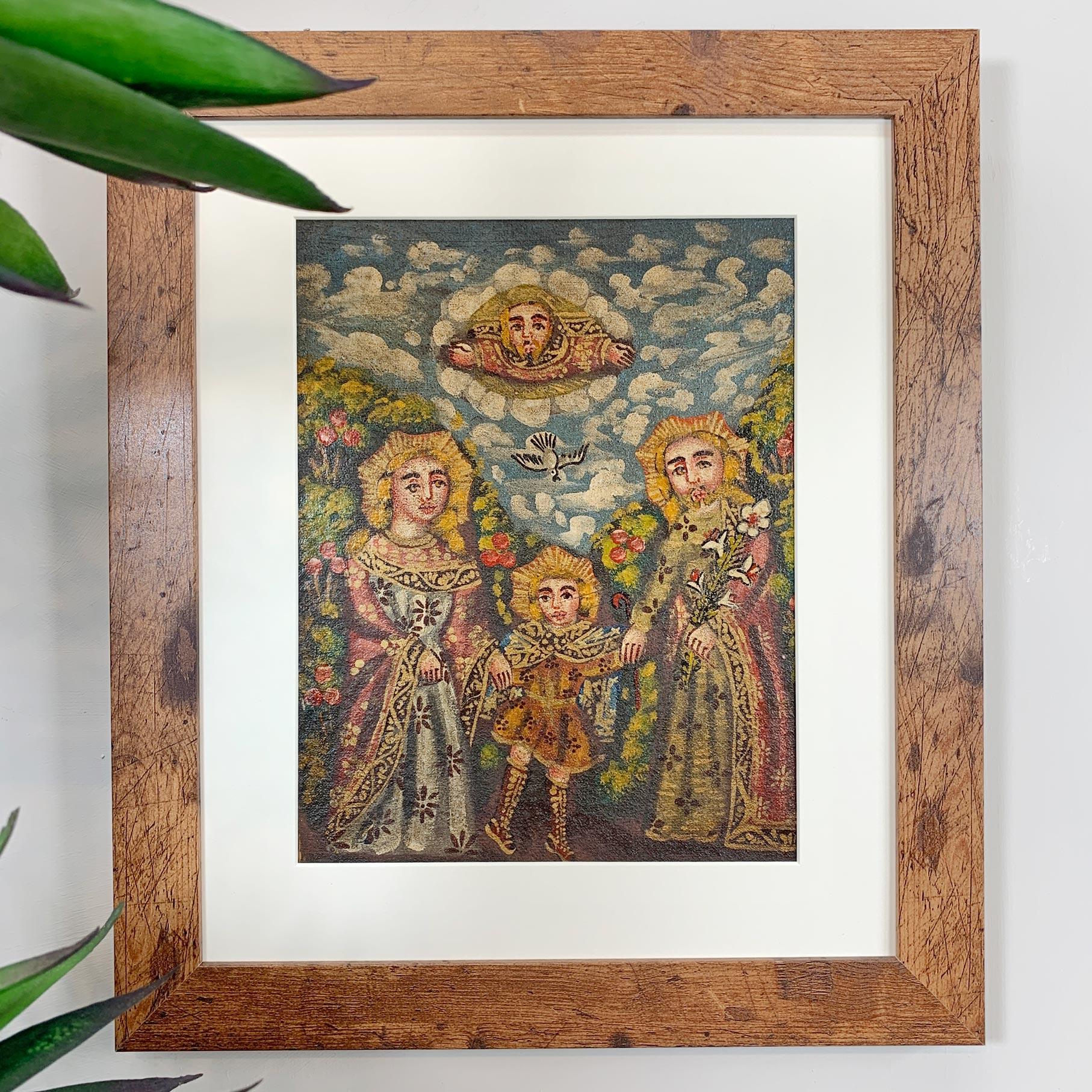 Peruvian Cuzco School Oil Painting on Canvas of the Holy Family For Sale