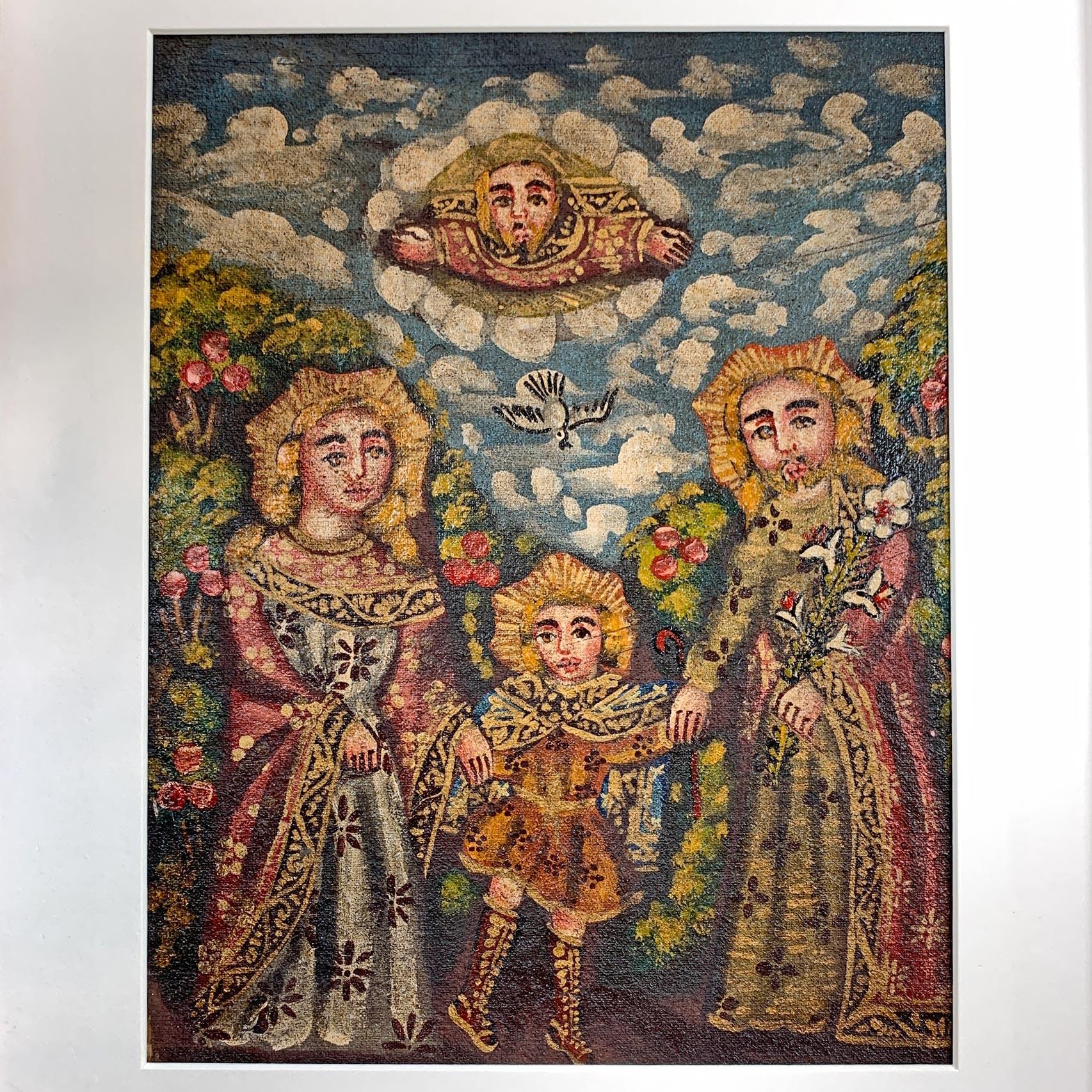 Cuzco School Oil Painting on Canvas of the Holy Family In Good Condition For Sale In Hastings, GB