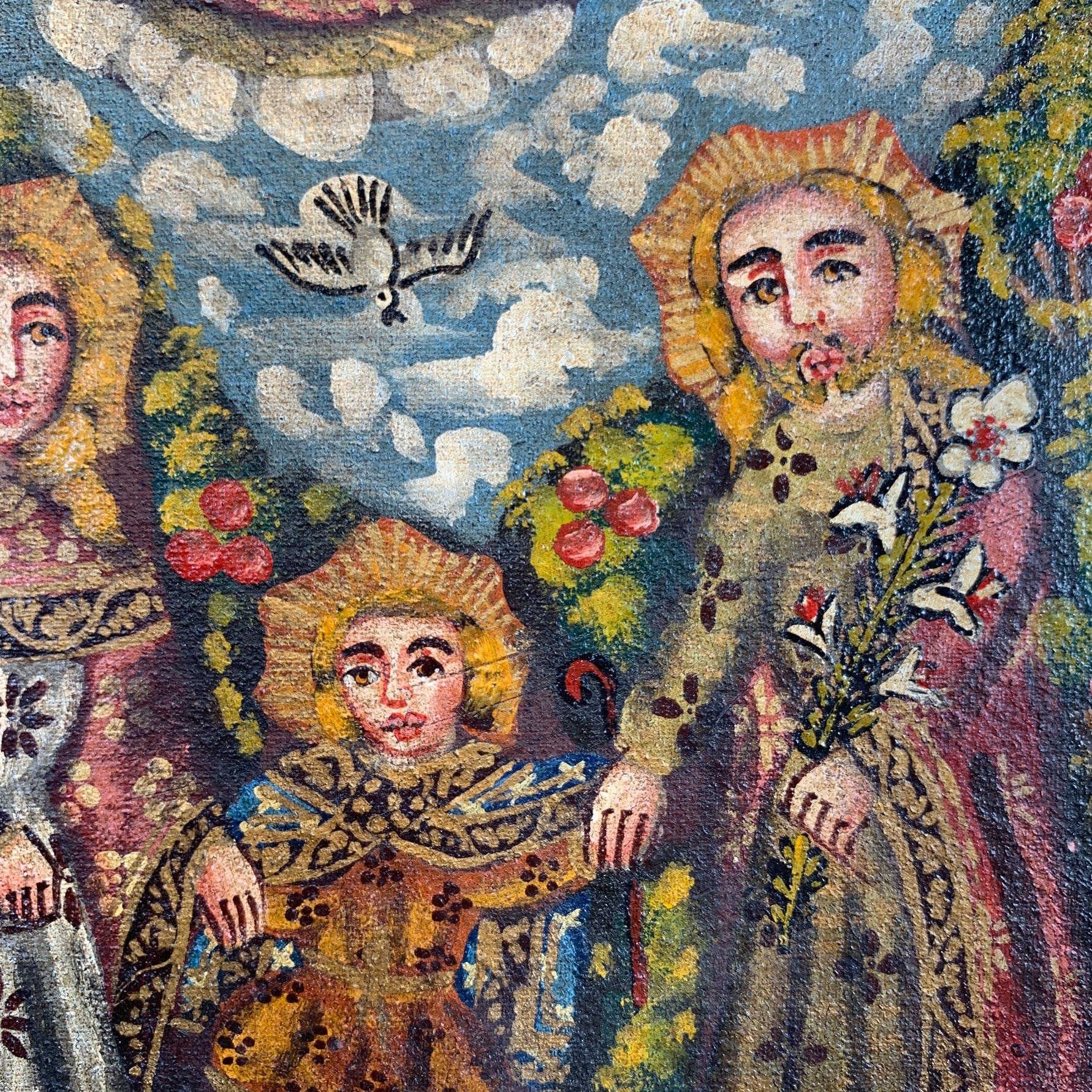 Cuzco School Oil Painting on Canvas of the Holy Family For Sale 2