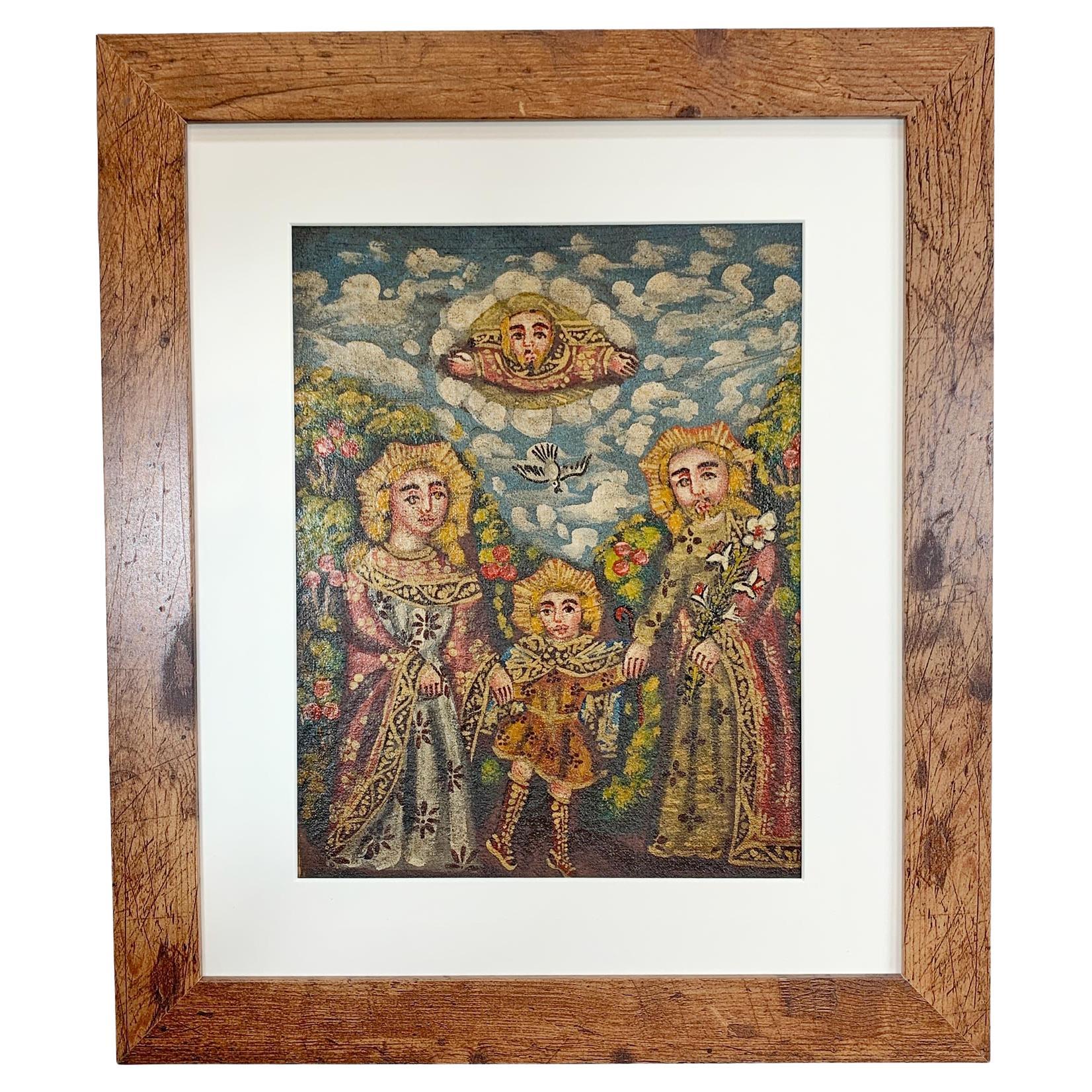 Cuzco School Oil Painting on Canvas of the Holy Family For Sale