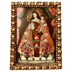 Cuzco School Painting Of Madonna And Child