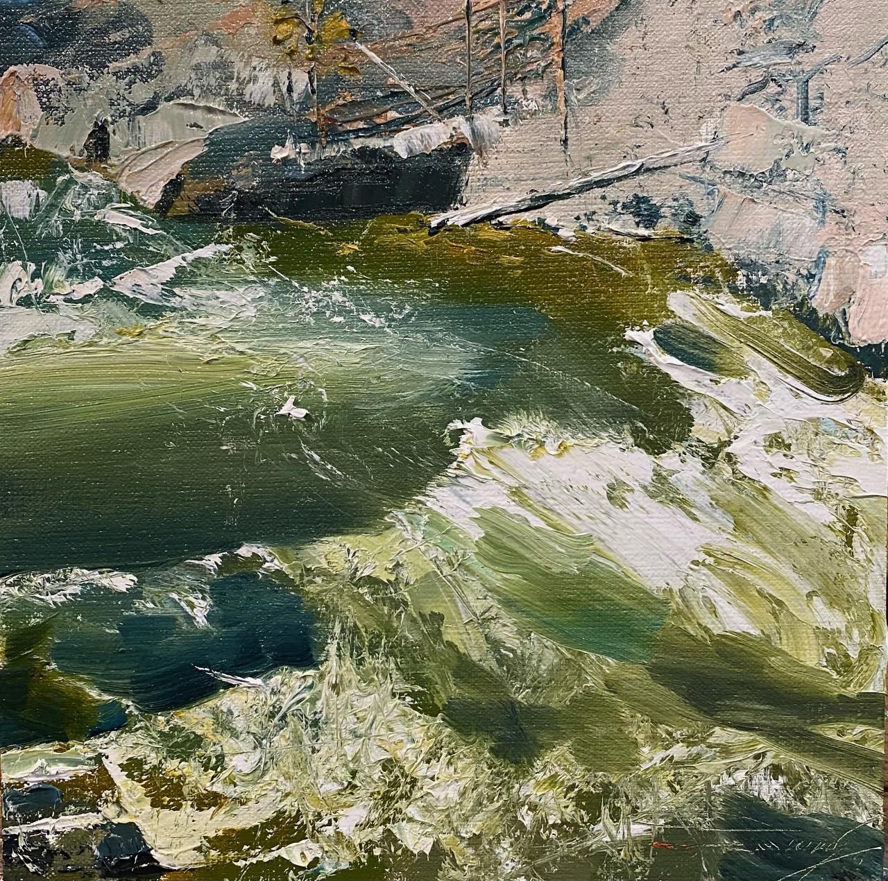 "Above the Falls, Yellowstone River," Oil Painting
