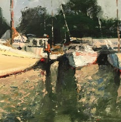 "Boats at Saint Michaels," Oil Painting