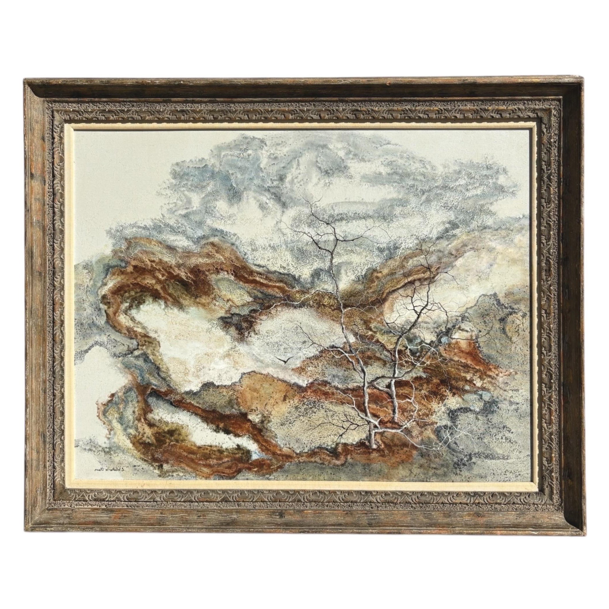 A.I.C. Olsen Huile sur toile, paysage, encadrée et signée