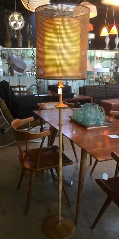 CX Design Studio Hand Turned Solid Beech Floor Lamp, 1970's