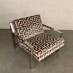 Cy Mann Baughman Style Chrome Flat Bar Lounge Chair