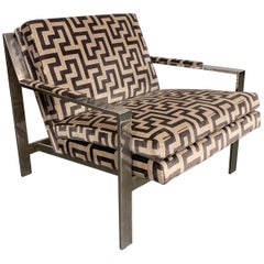Fauteuil de bar plat chromé de style Cy Mann Baughman