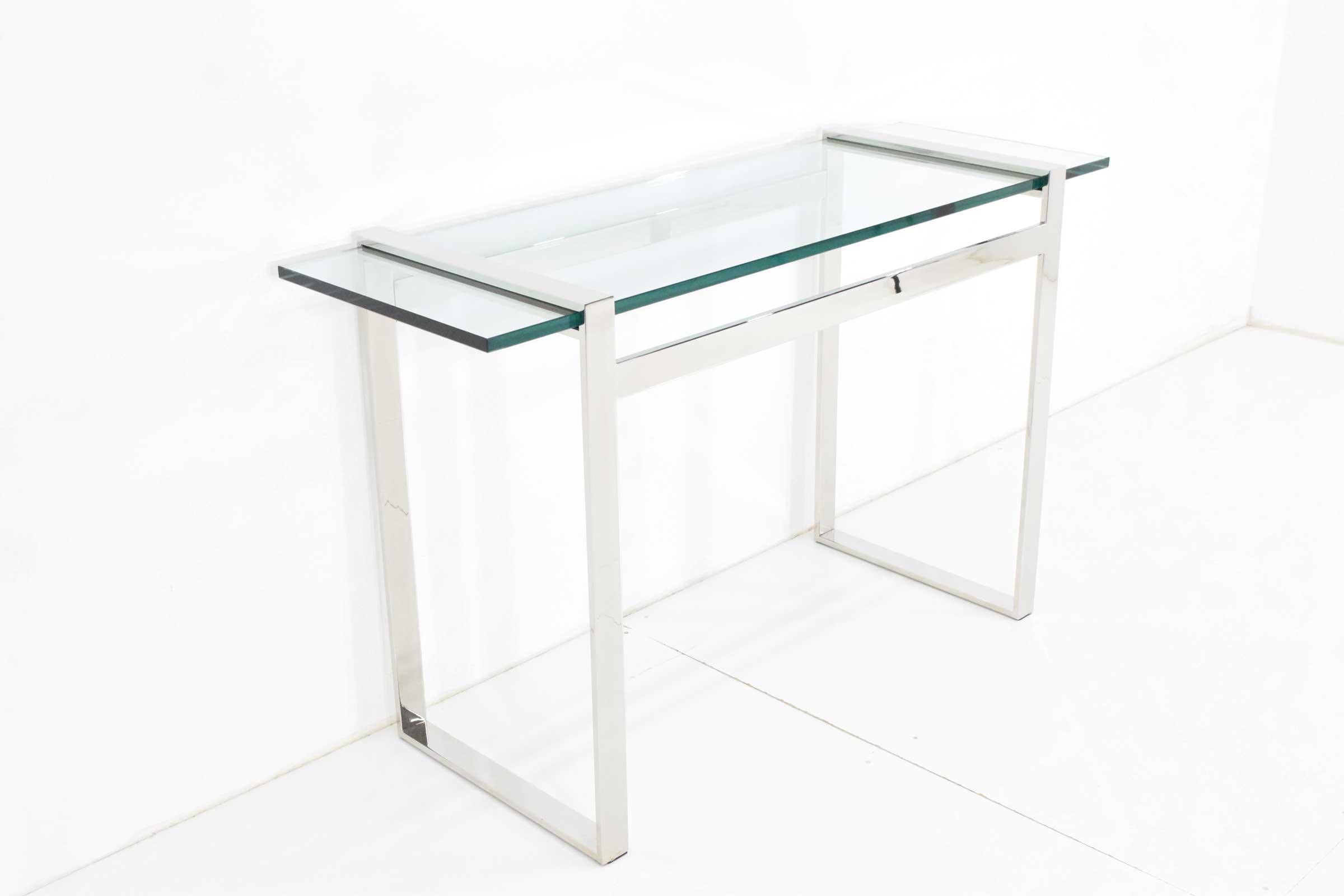 Mid-Century Modern Cy Mann Glass and Chrome Console For Sale