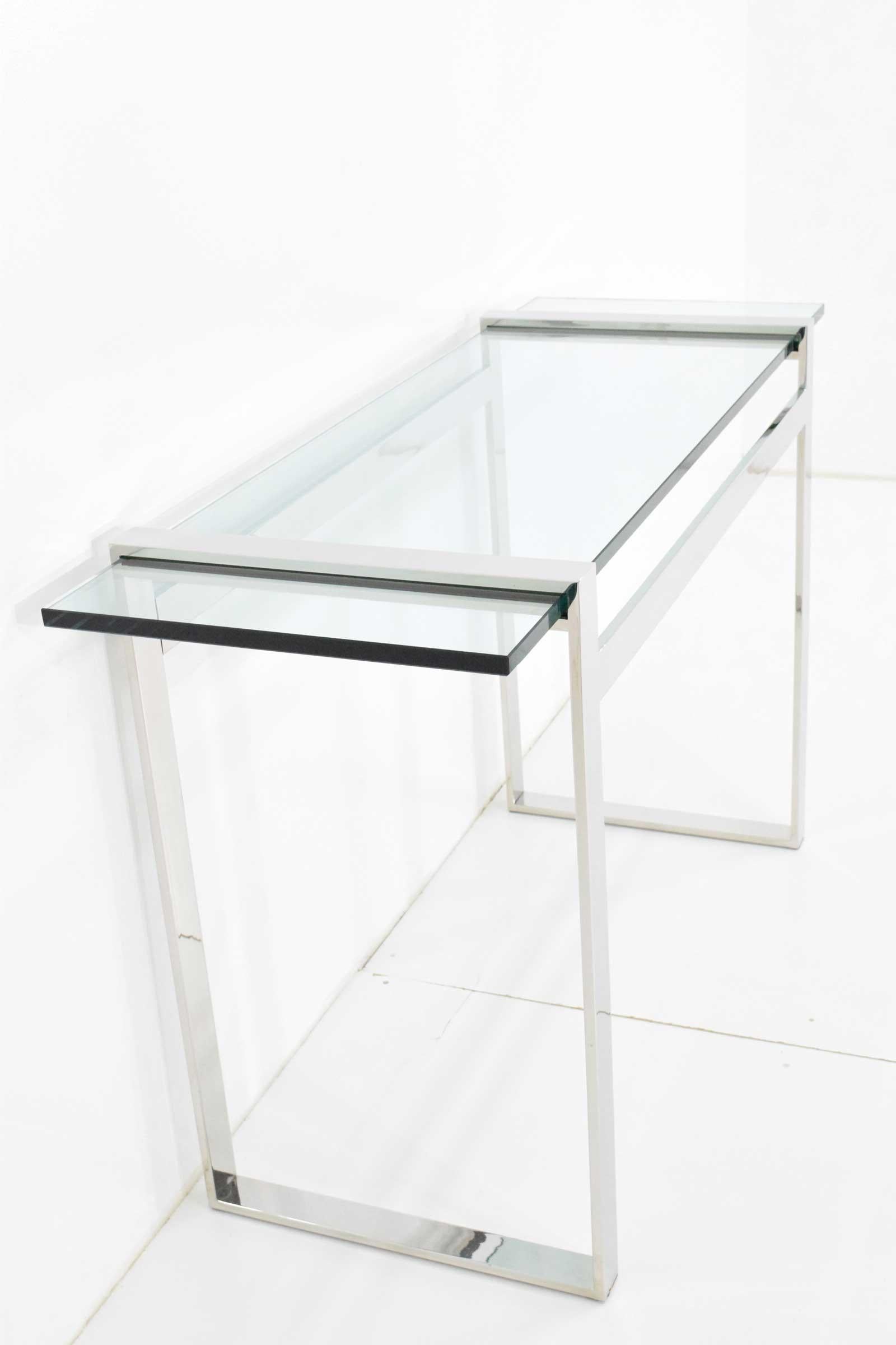 20th Century Cy Mann Glass and Chrome Console For Sale