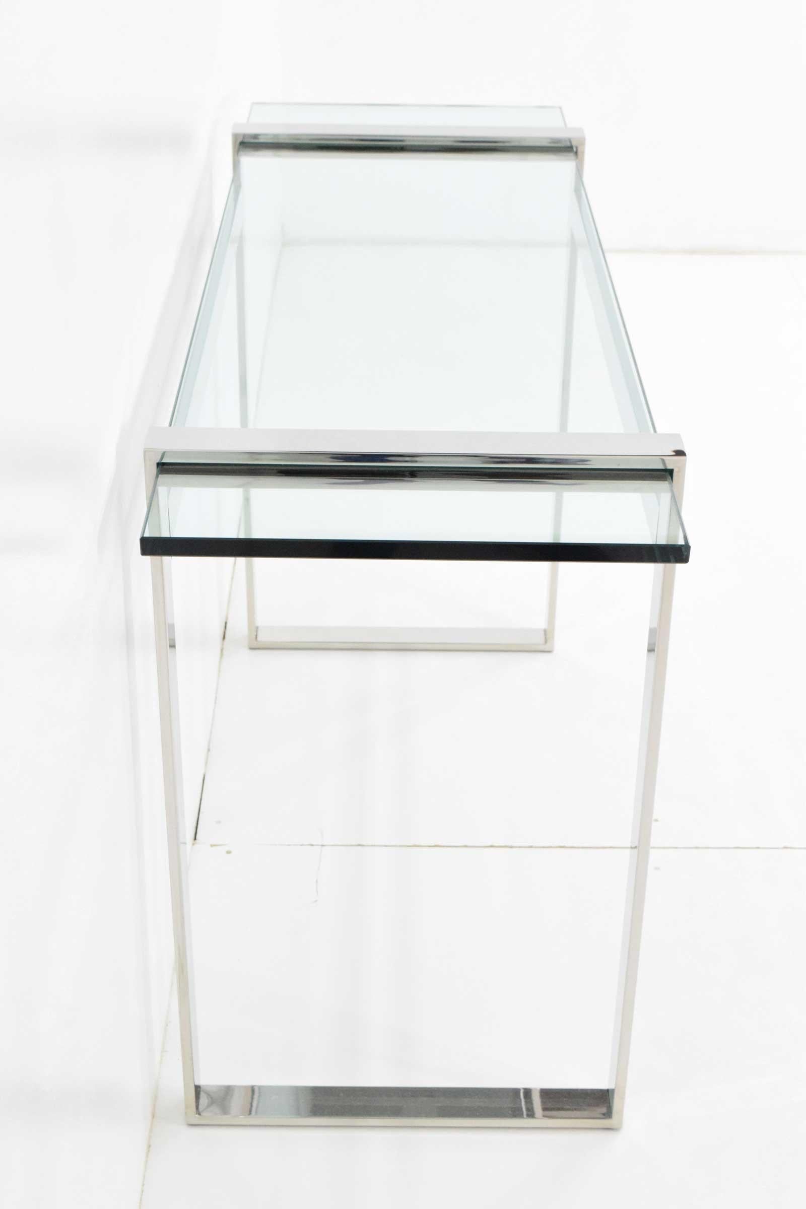 Cy Mann Glass and Chrome Console For Sale 1