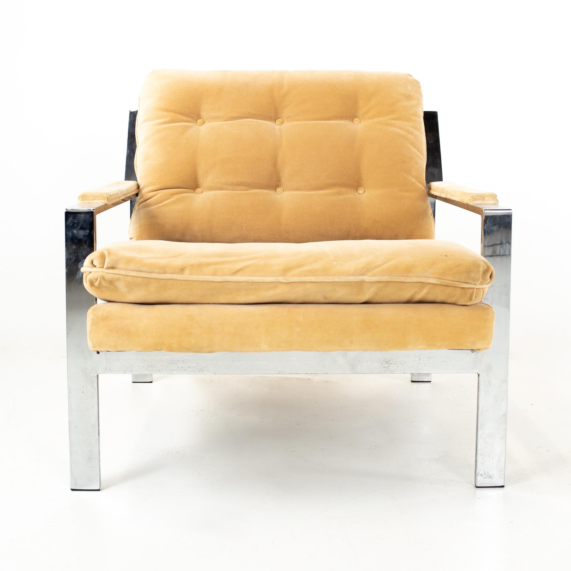 Mid-Century Modern Cy Mann Midcentury Chrome Flatbar Lounge Chair
