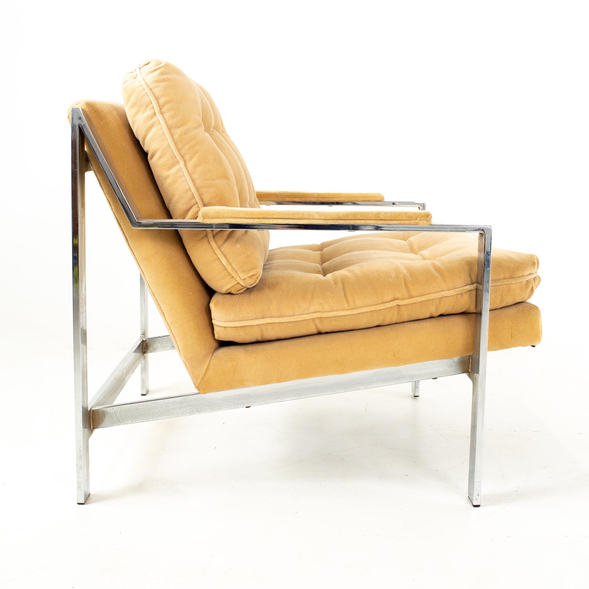 American Cy Mann Midcentury Chrome Flatbar Lounge Chair
