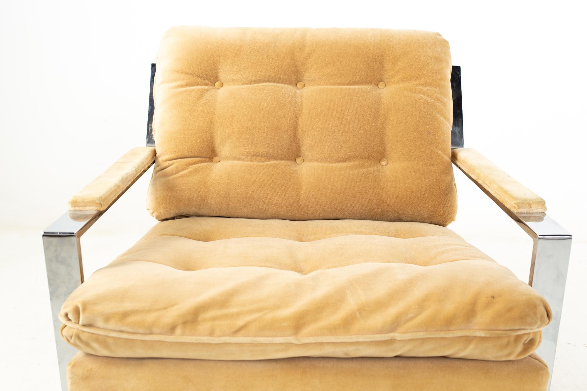 Upholstery Cy Mann Midcentury Chrome Flatbar Lounge Chair
