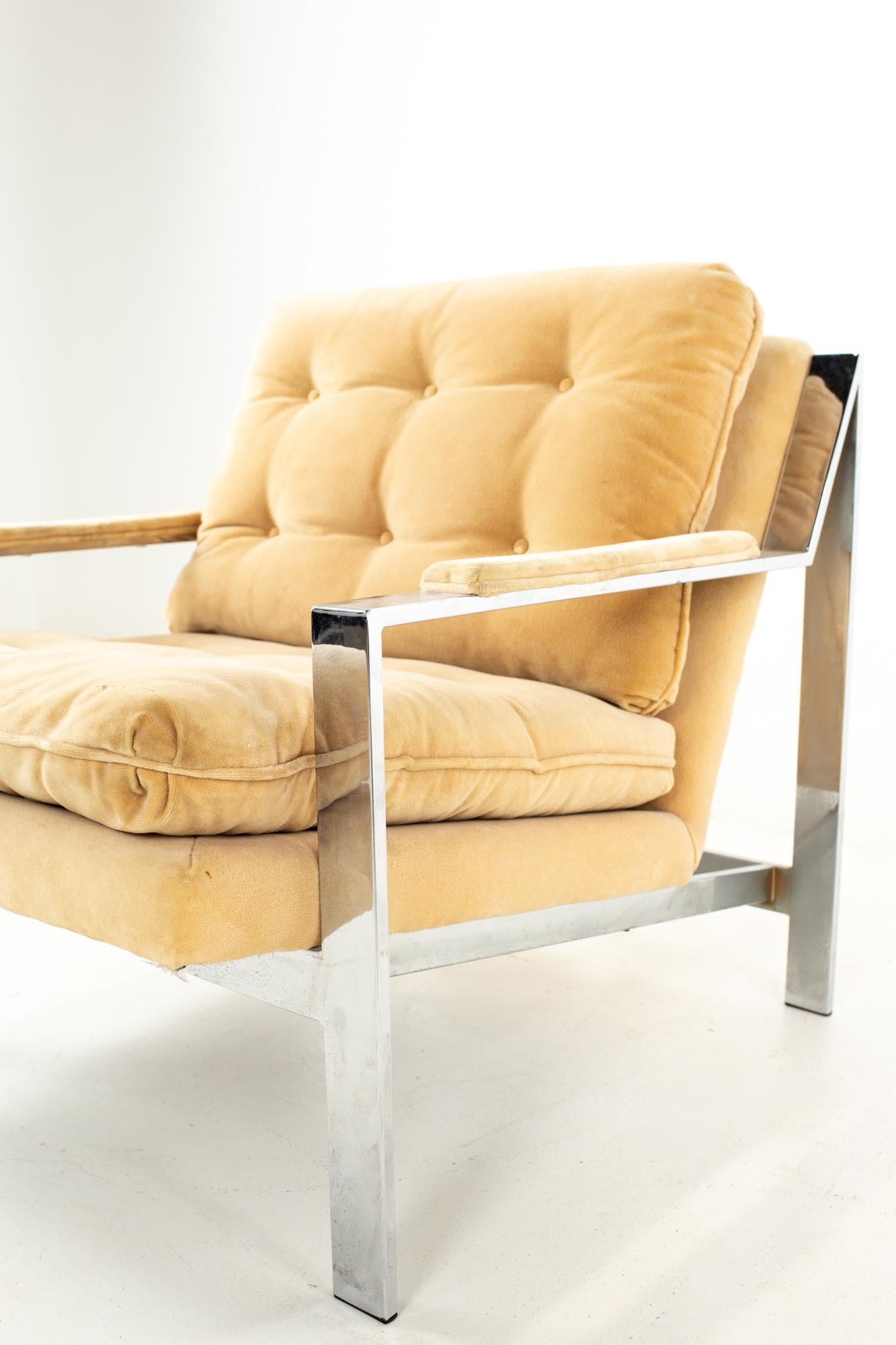Cy Mann Midcentury Chrome Flatbar Lounge Chair 1