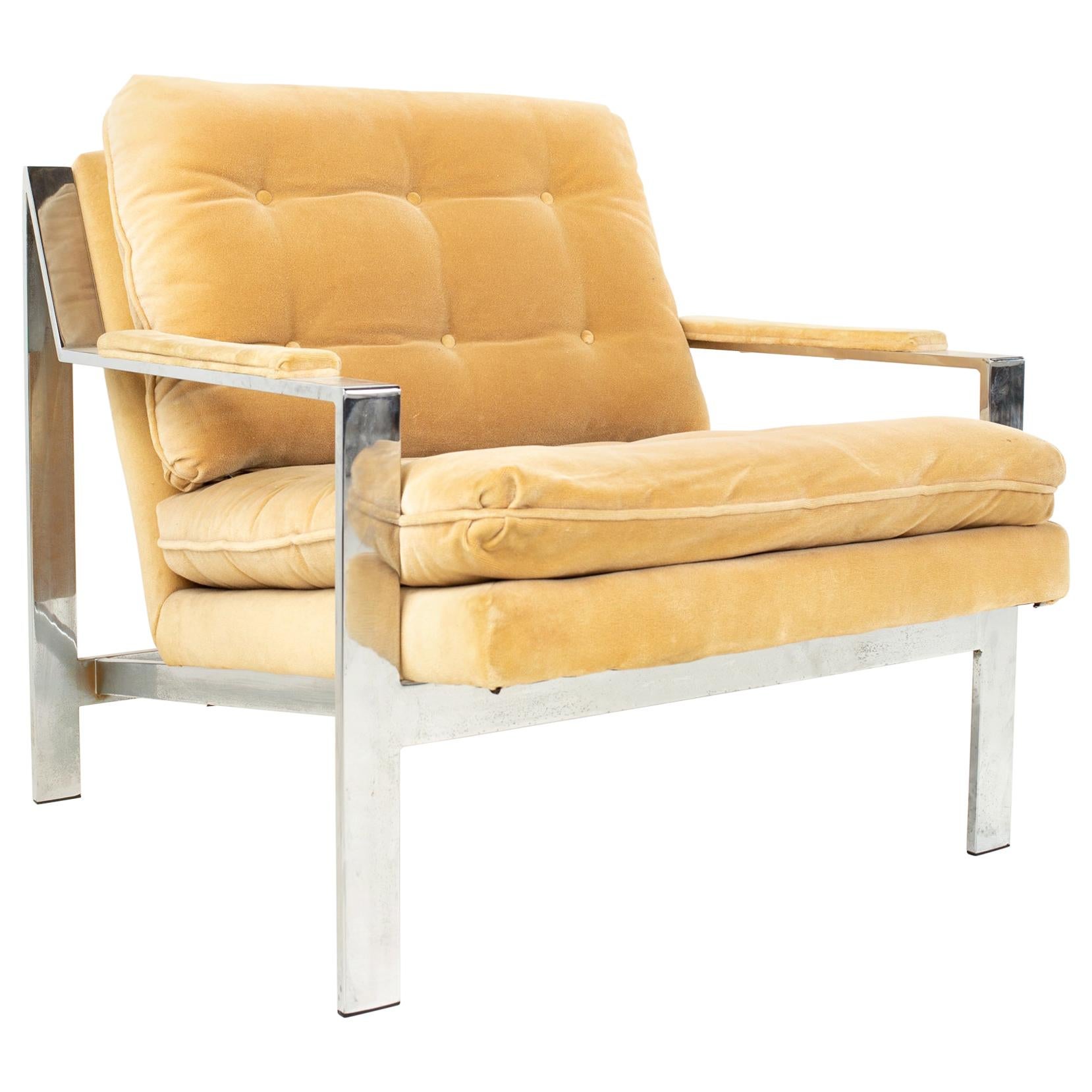 Cy Mann Midcentury Chrome Flatbar Lounge Chair