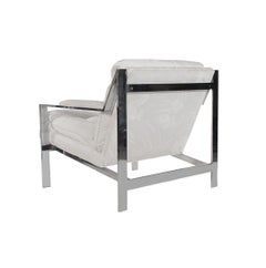 Cy Mann, sedia da salotto bianca e cromata moderna di metà secolo, dopo Milo Baughman