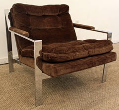CY Mann Milo Baughman Style Chrome Cube Lounge Chair