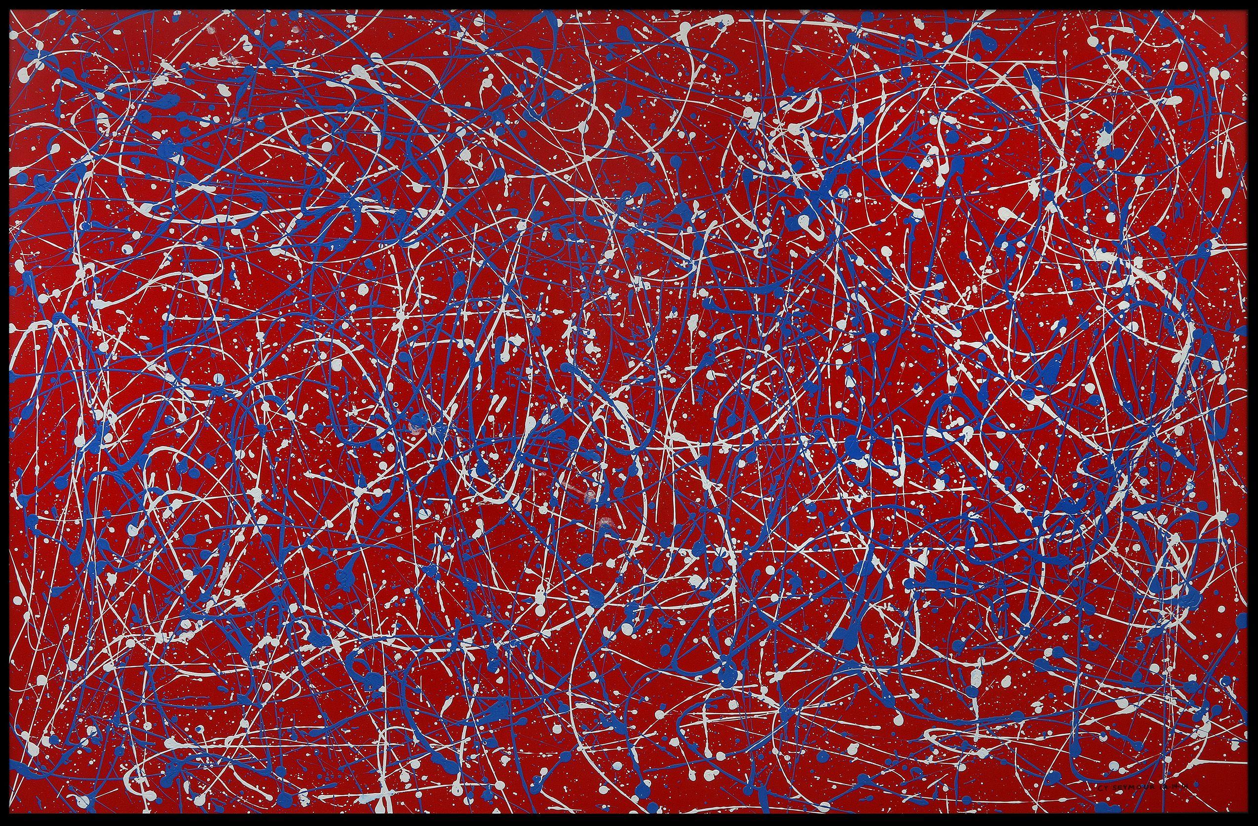 Red White and Blue.  Can be presented horizontally or vertically.  My largest painting to date! :: Painting :: Abstract Expressionism :: This piece comes with an official certificate of authenticity signed by the artist :: Ready to Hang: Yes ::