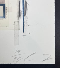 Cy Twombly – Lithograph with collage and hand-coloring in crayon by artist -1974