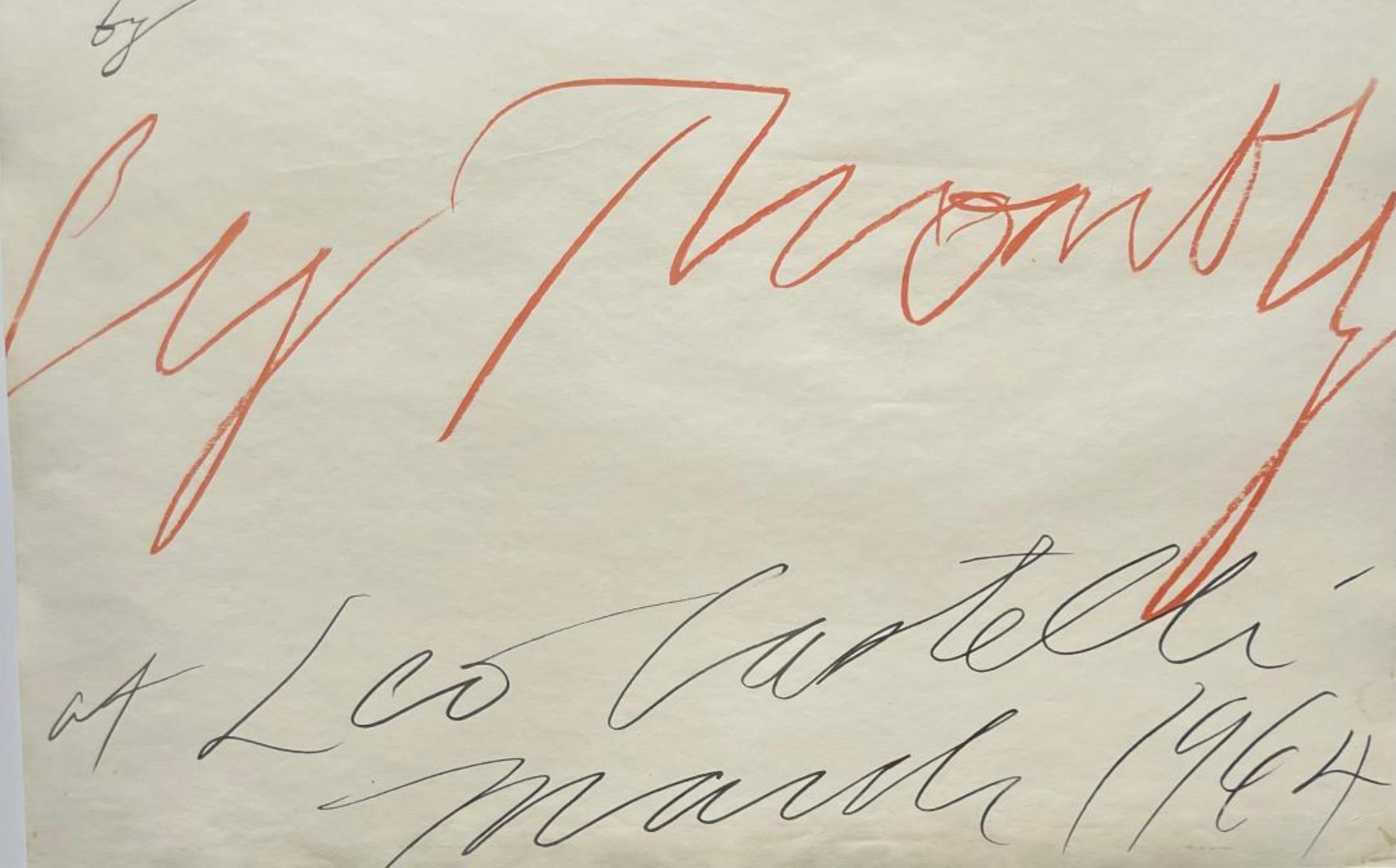 Cy Twombly
Cy Twombly at Leo Castelli (Hand Signed), 1964
Offset lithograph exhibition announcement (hand signed by Cy Twombly)
27 × 19 1/2 inches
Boldly signed on the front by Cy Twombly
Published by Leo Castelli Gallery, 4 East 77th Street, New