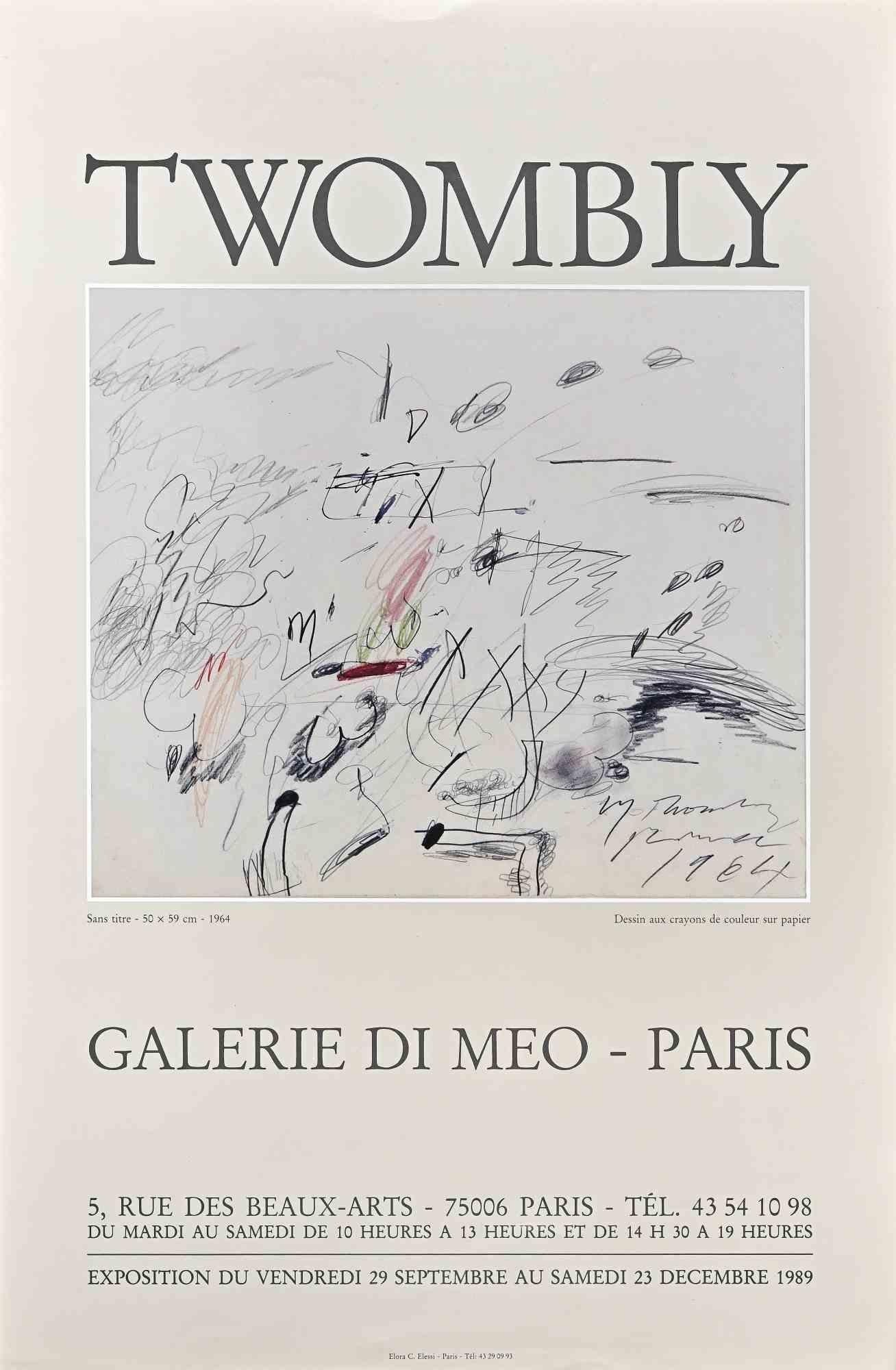 Cy Twombly Exhibition Galerie di Meo - Paris is an exhibition poster made by Cy Twombly in 1989.

Offset print.

Hand-signed.

Good condition.