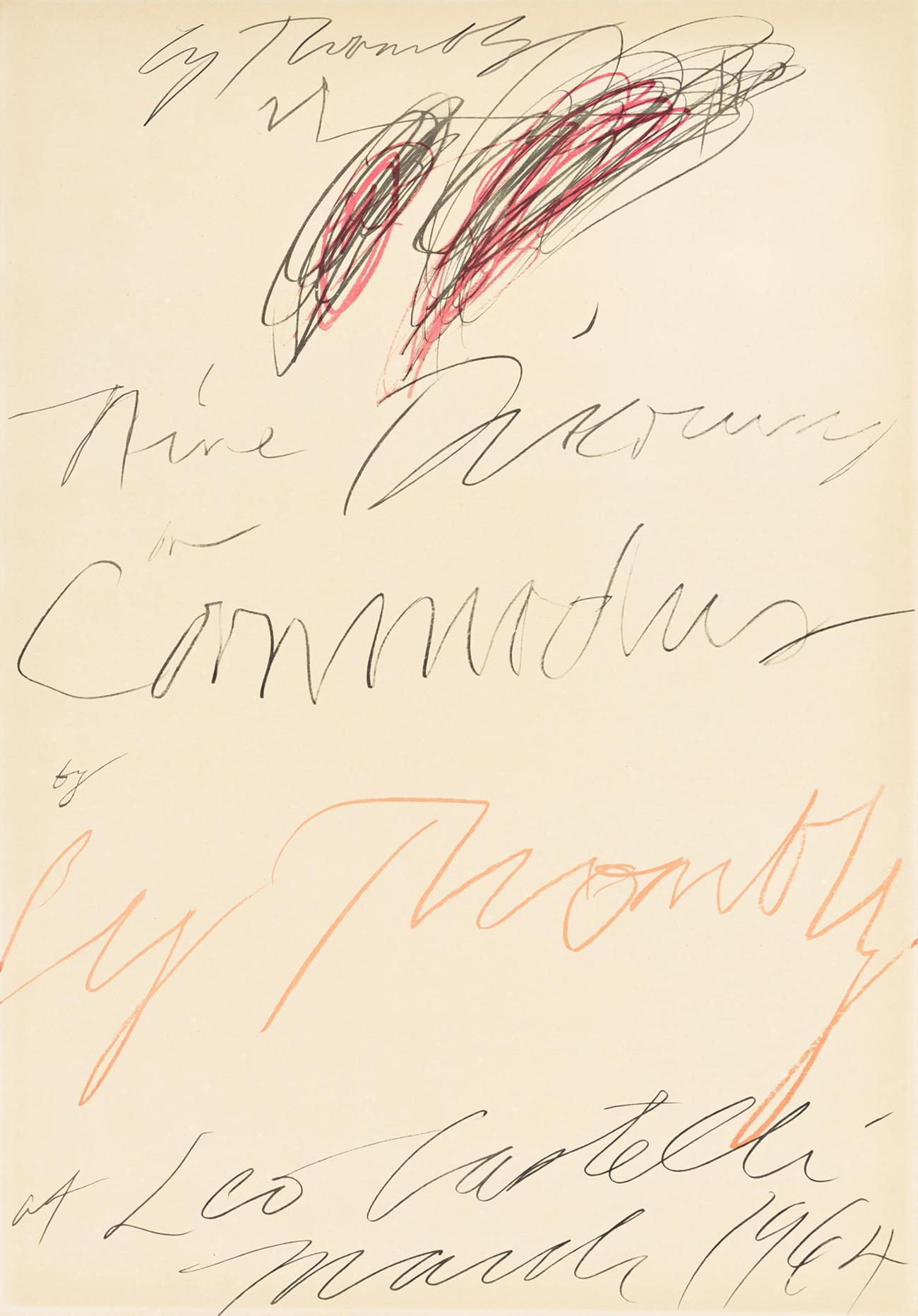 Cy Twombly Abstract Print - CY Twombly Nine Discourses on Commodus 1964 (signed Twombly exhibit poster) 
