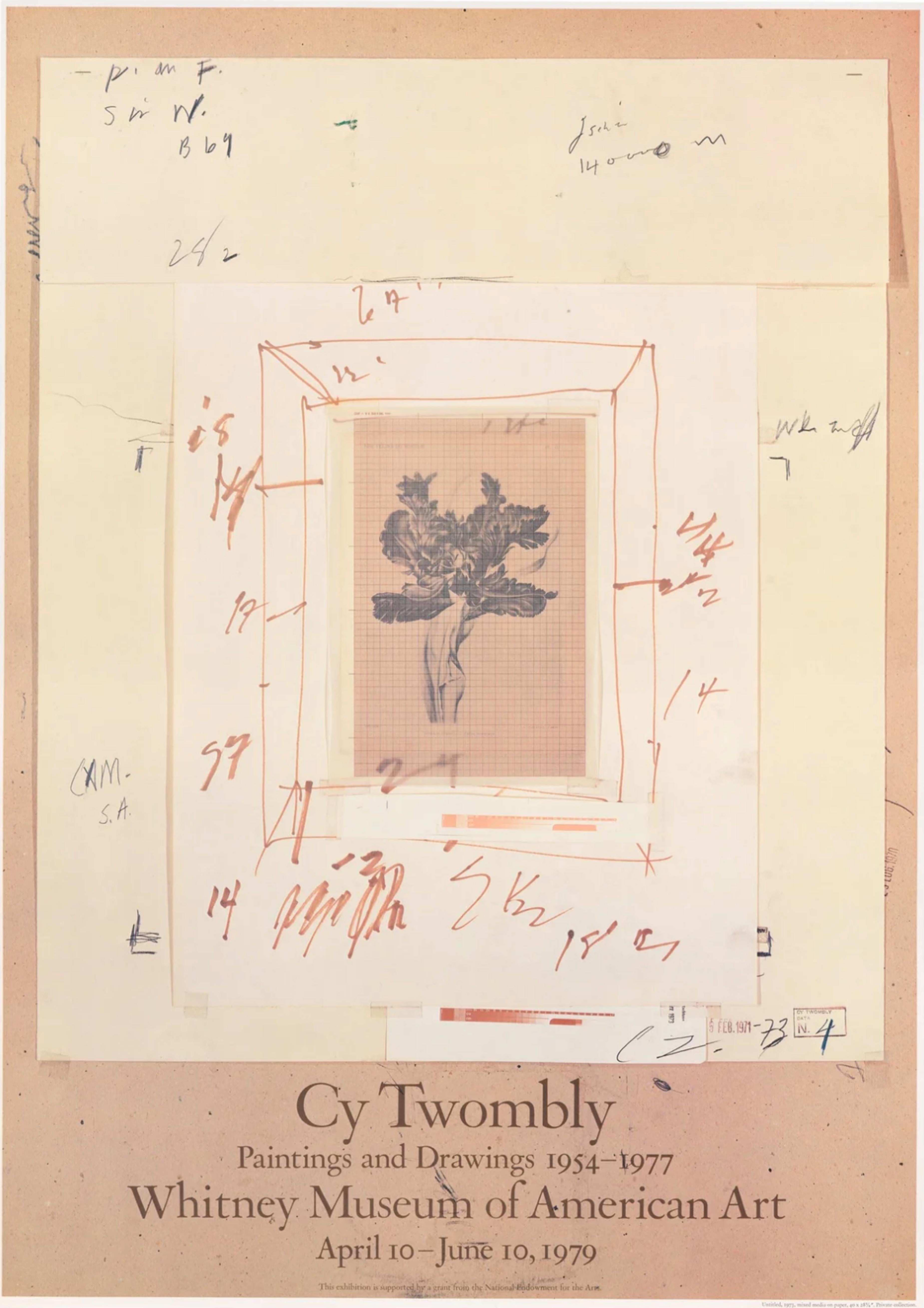 Cy Twombly Print - CY TWOMBLY - PAINTINGS AND DRAWINGS 1954–1977 rare vintage Whitney Museum poster