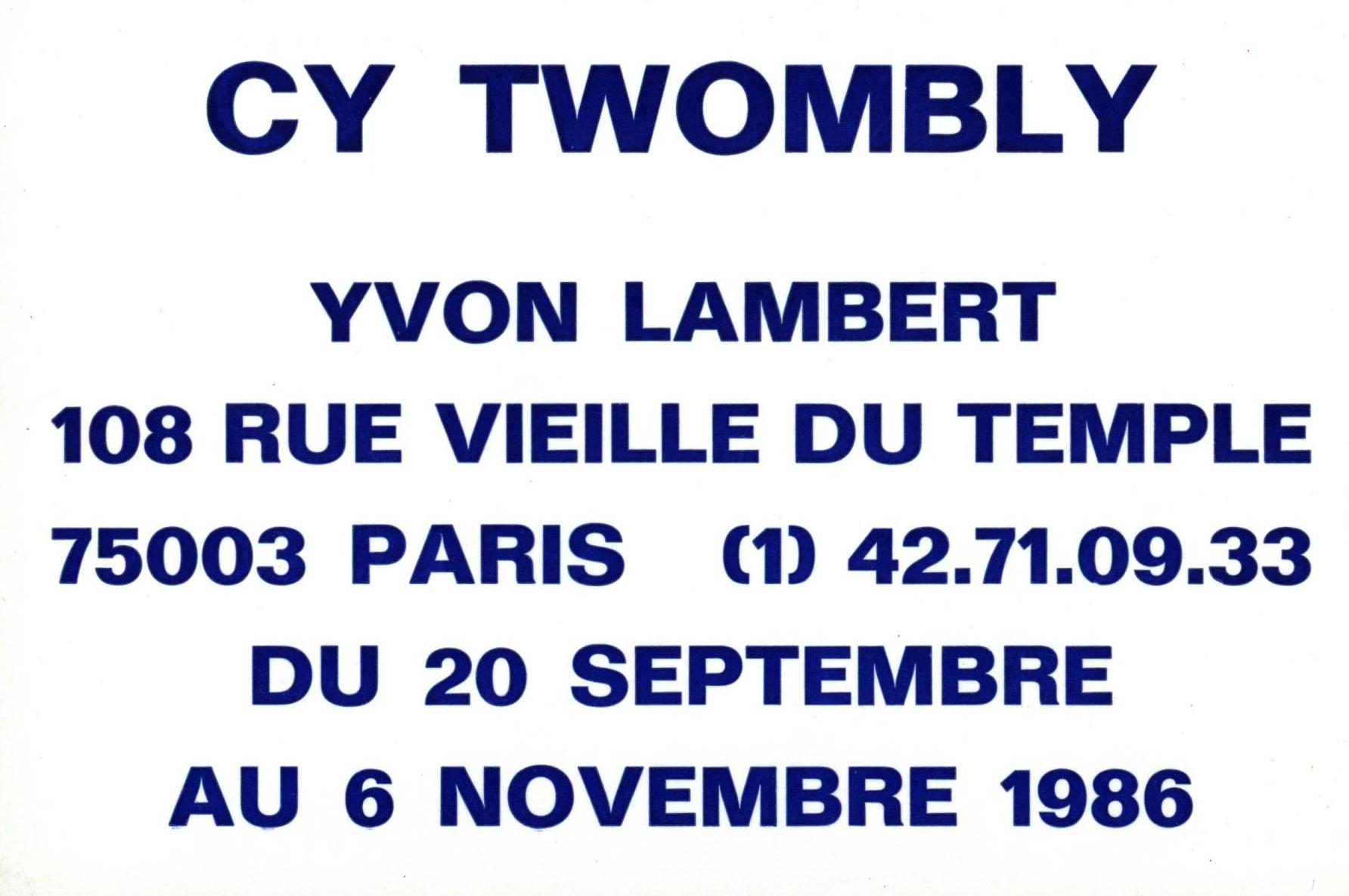 CY Twombly Paris 1986 (Ankündigung) – Art von Cy Twombly