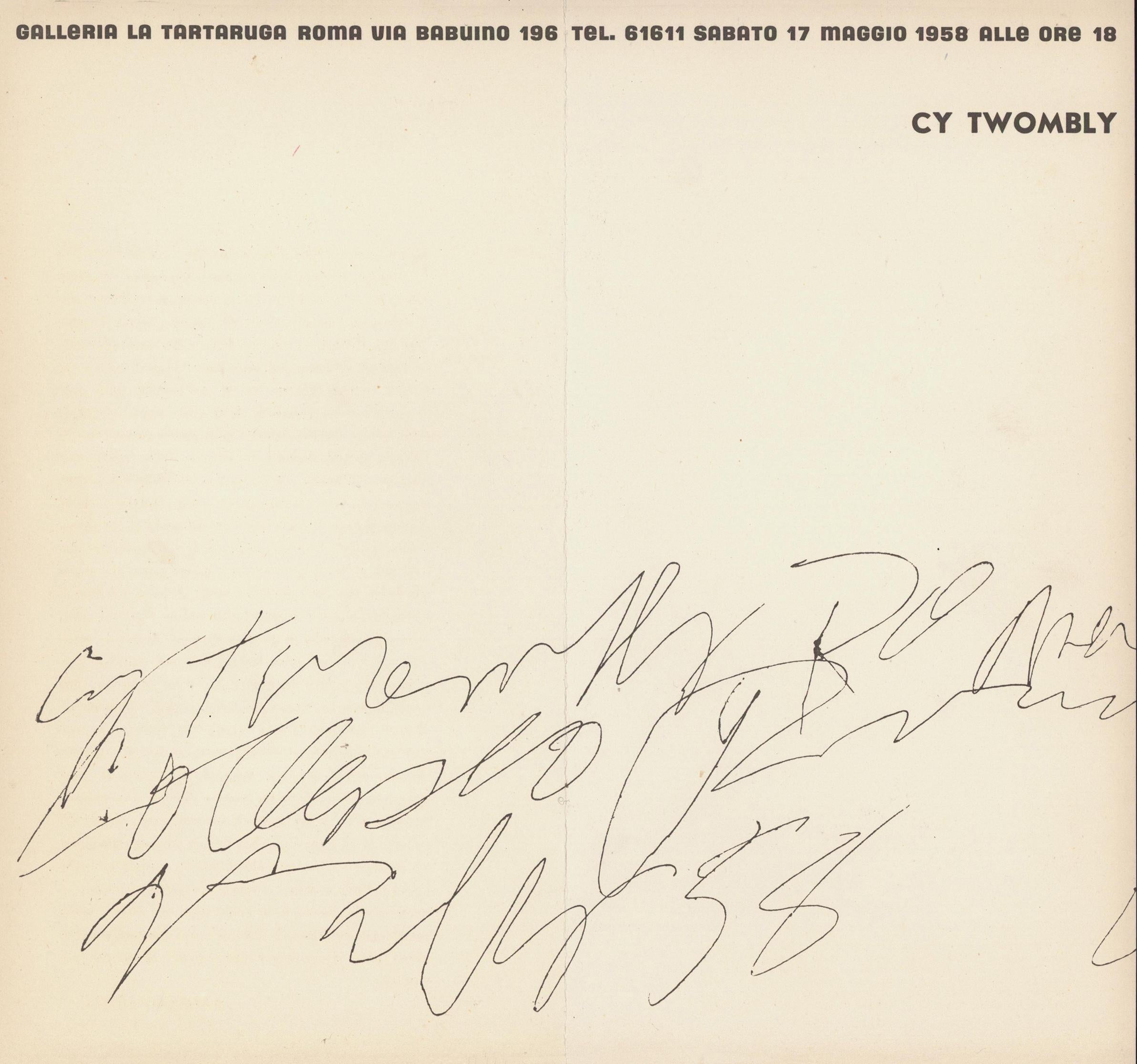 CY Twombly Rome 1958 (announcement) - Print by Cy Twombly