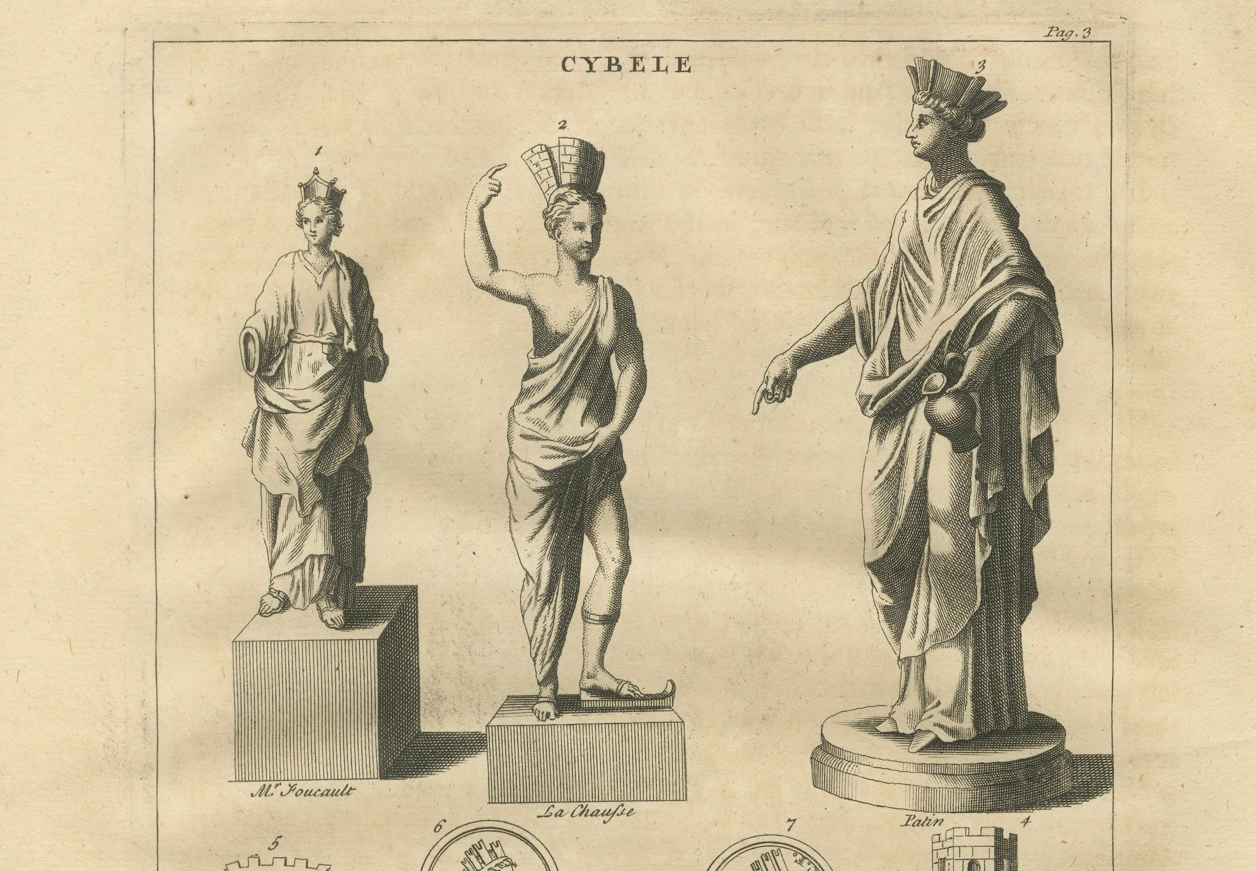Cybele, Magna Mater – Classical Goddess Statues and Medals, Montfaucon, 1721